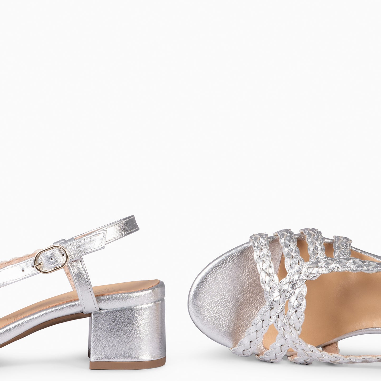 LINA - Sandalias de tacón ancho PLATA