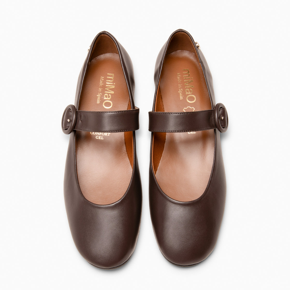 FLORENCIA - Mercedita con tira de piel metalizada MARRON
