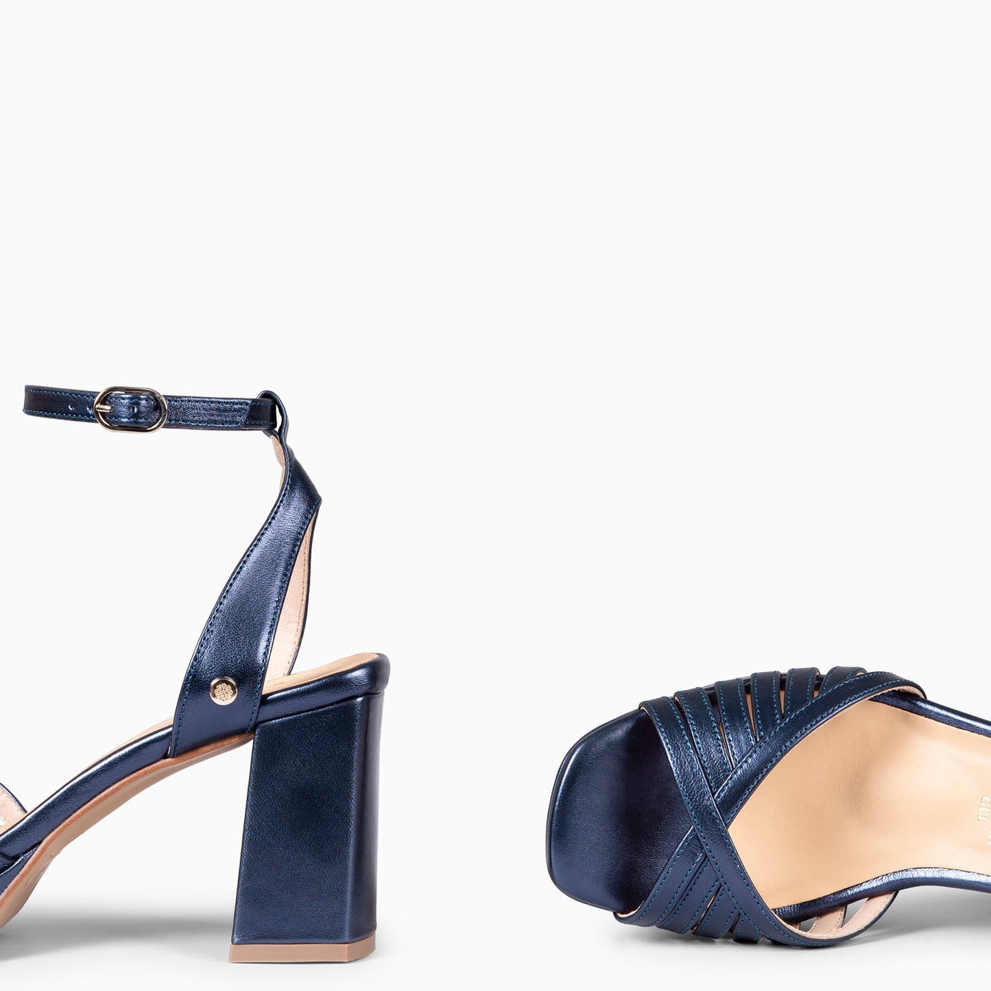 CRISTEL - SANDALIAS ELEGANTES DE TACÓN DE VESTIR MARINO