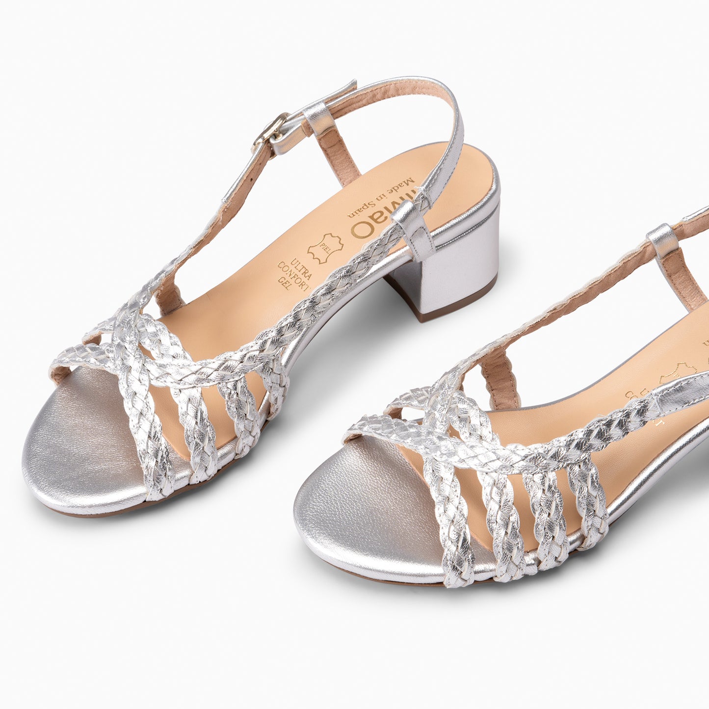 LINA - Sandalias de tacón ancho PLATA