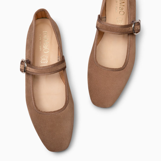 CLARA - Merceditas con puntera cuadrada TAUPE