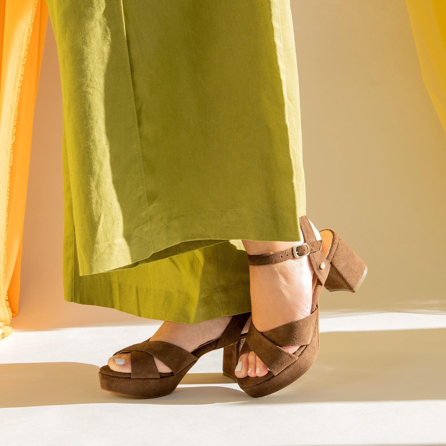 CERDEÑA - Sandalias de tacón ancho y plataforma NEGRO