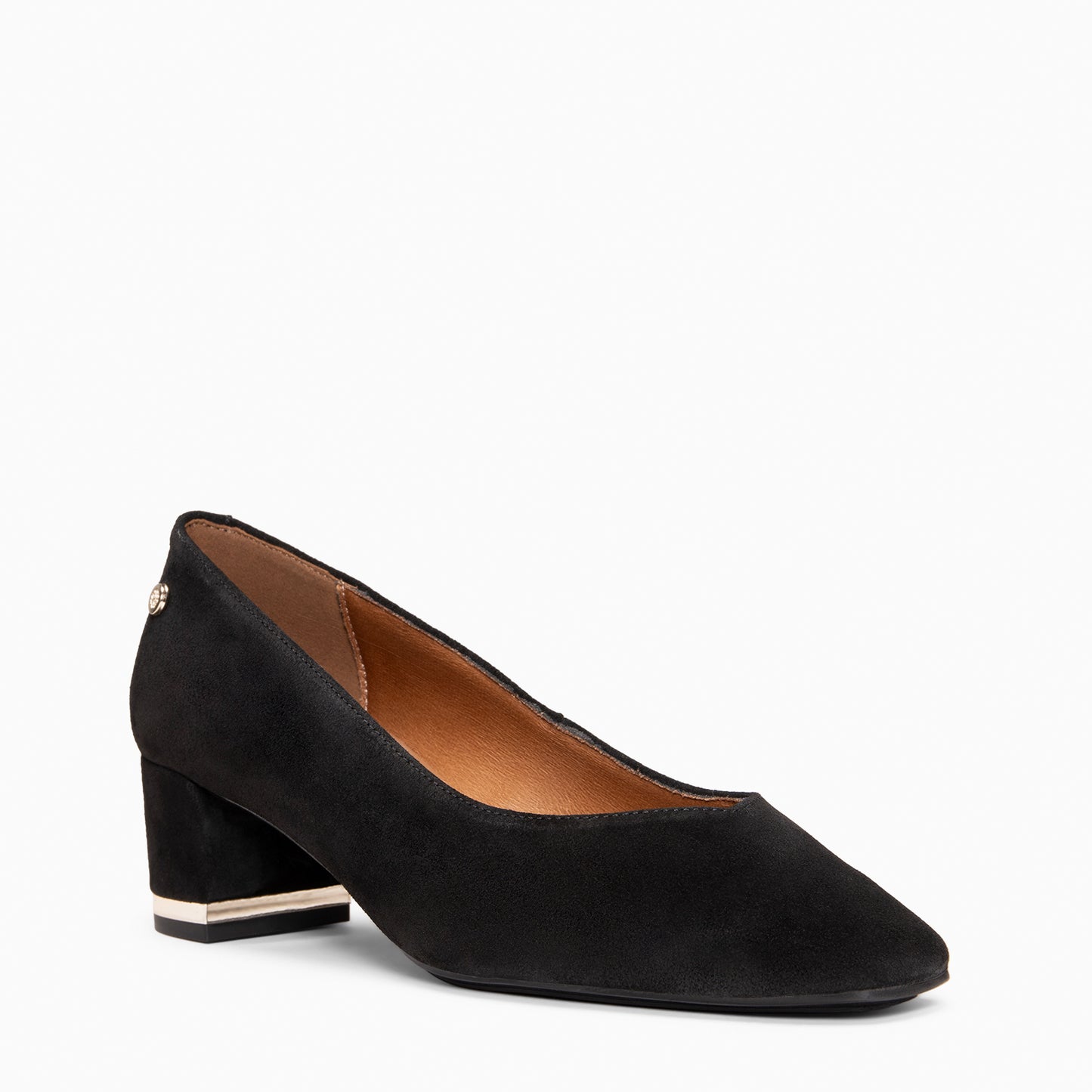 DORI - Zapato de tacón con detalle dorado NEGRO