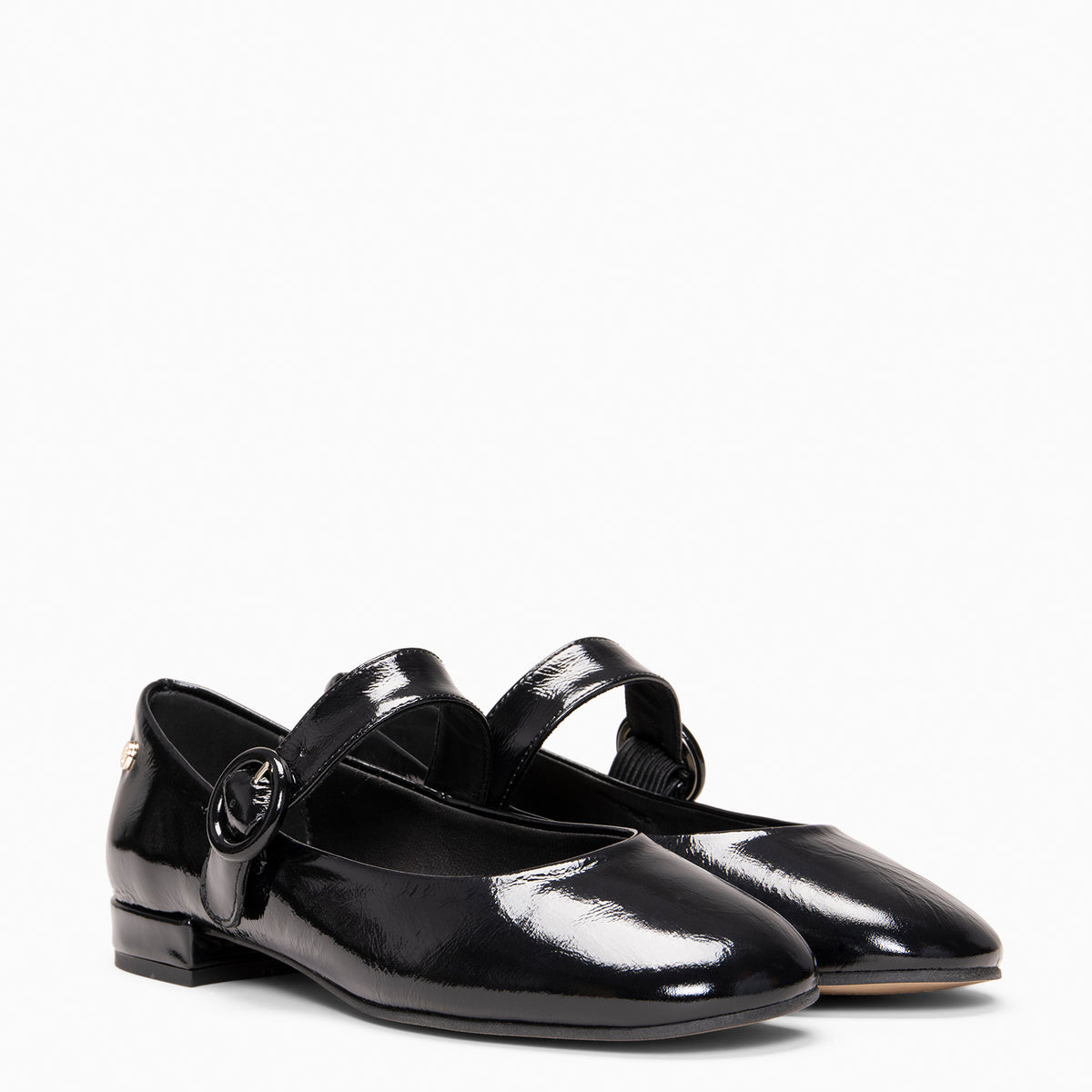 FLORENCIA - Mercedita con tira de piel metalizada NEGRO