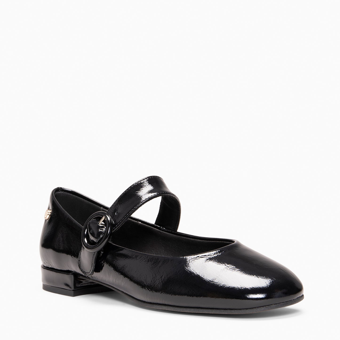 FLORENCIA - Mercedita con tira de piel metalizada NEGRO