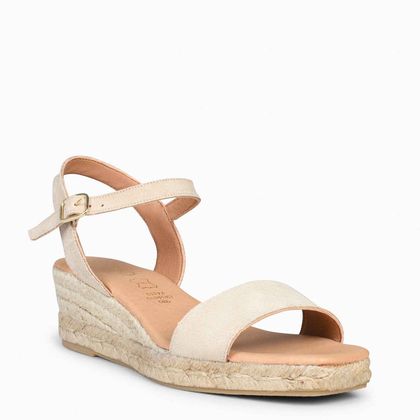 JEREZ – Sandalias de esparto y piel BEIGE