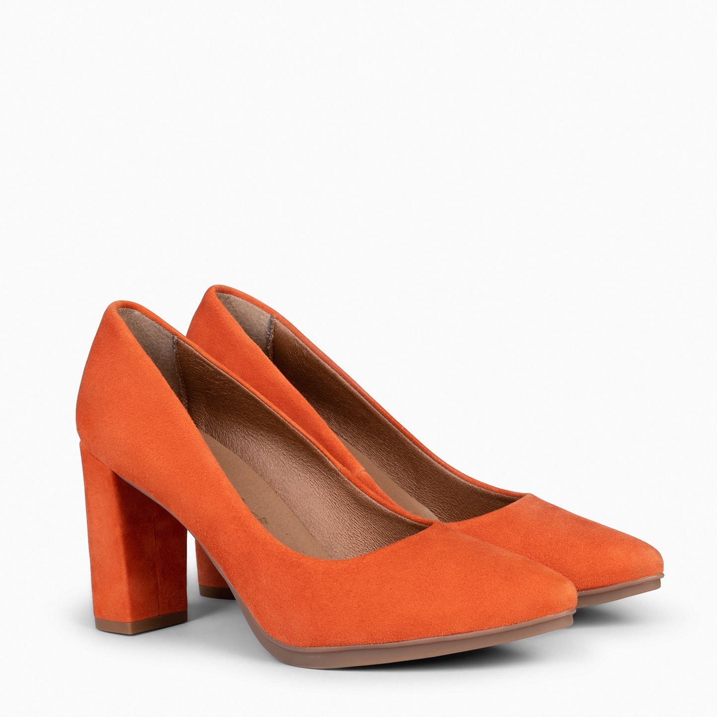 URBAN – Zapatos de tacón alto de ante NARANJA