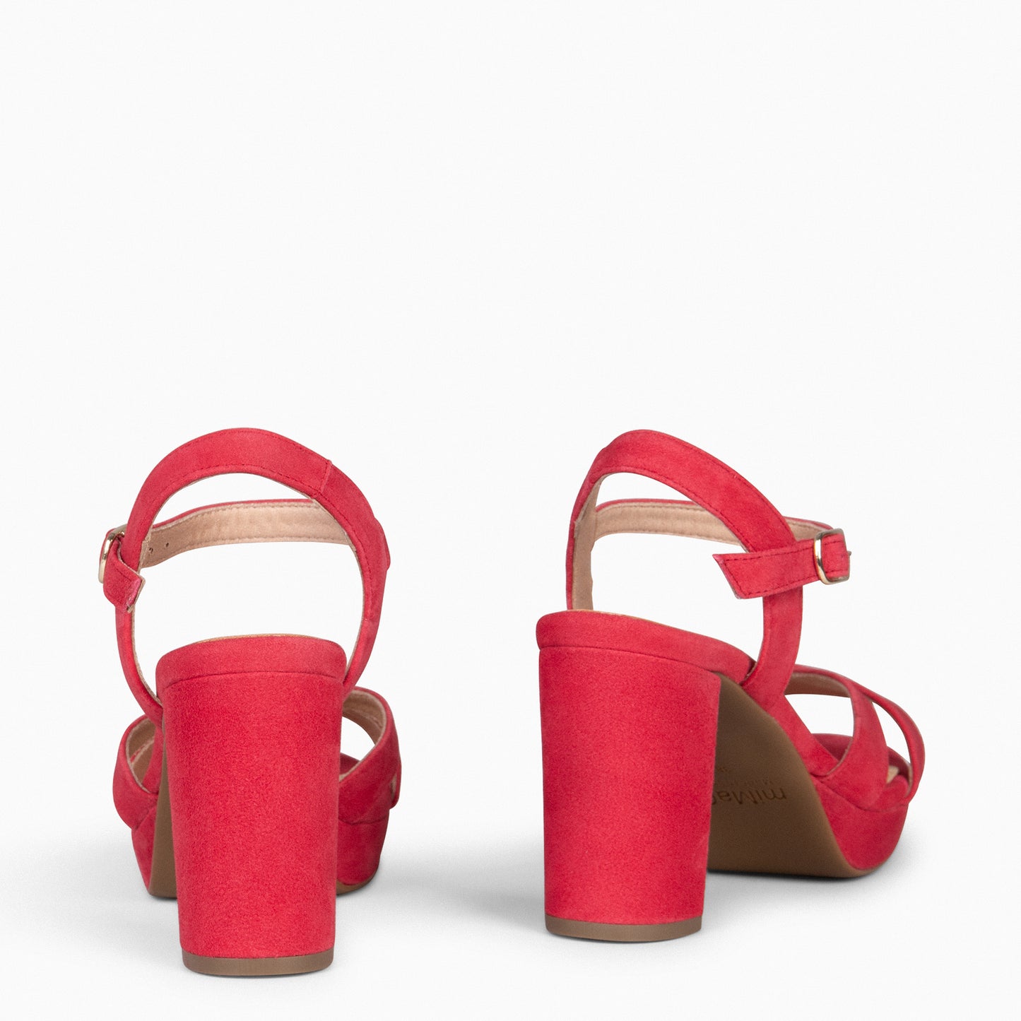 PARIS – Sandalias de fiesta con tacón alto y plataforma ROJO