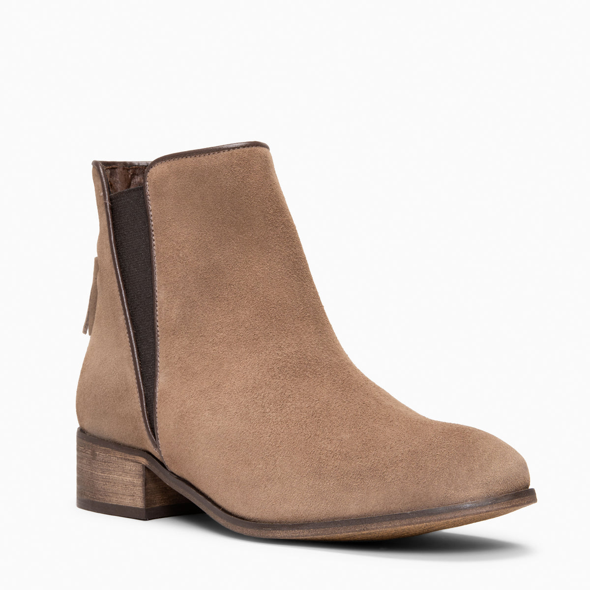 LEIRE - Botines Chelsea de serraje hidrófugo TAUPE