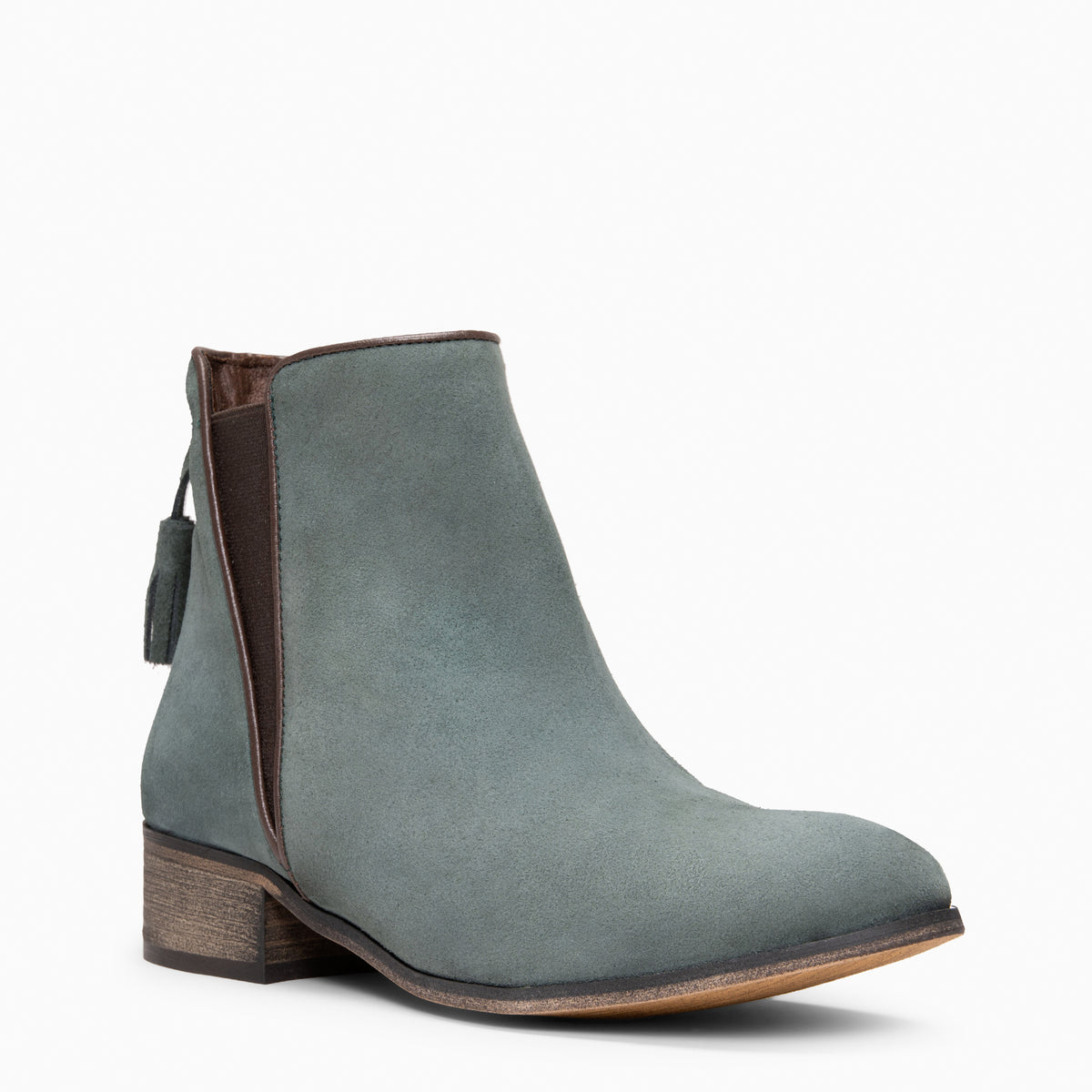 LEIRE - Botines Chelsea de serraje hidrófugo VERDE