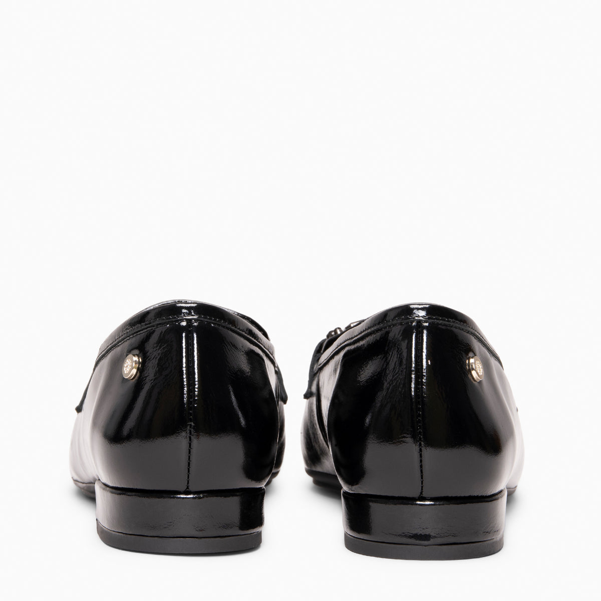 DORIAN - Mocasines de piel charol con hebilla barroca engastada NEGRO