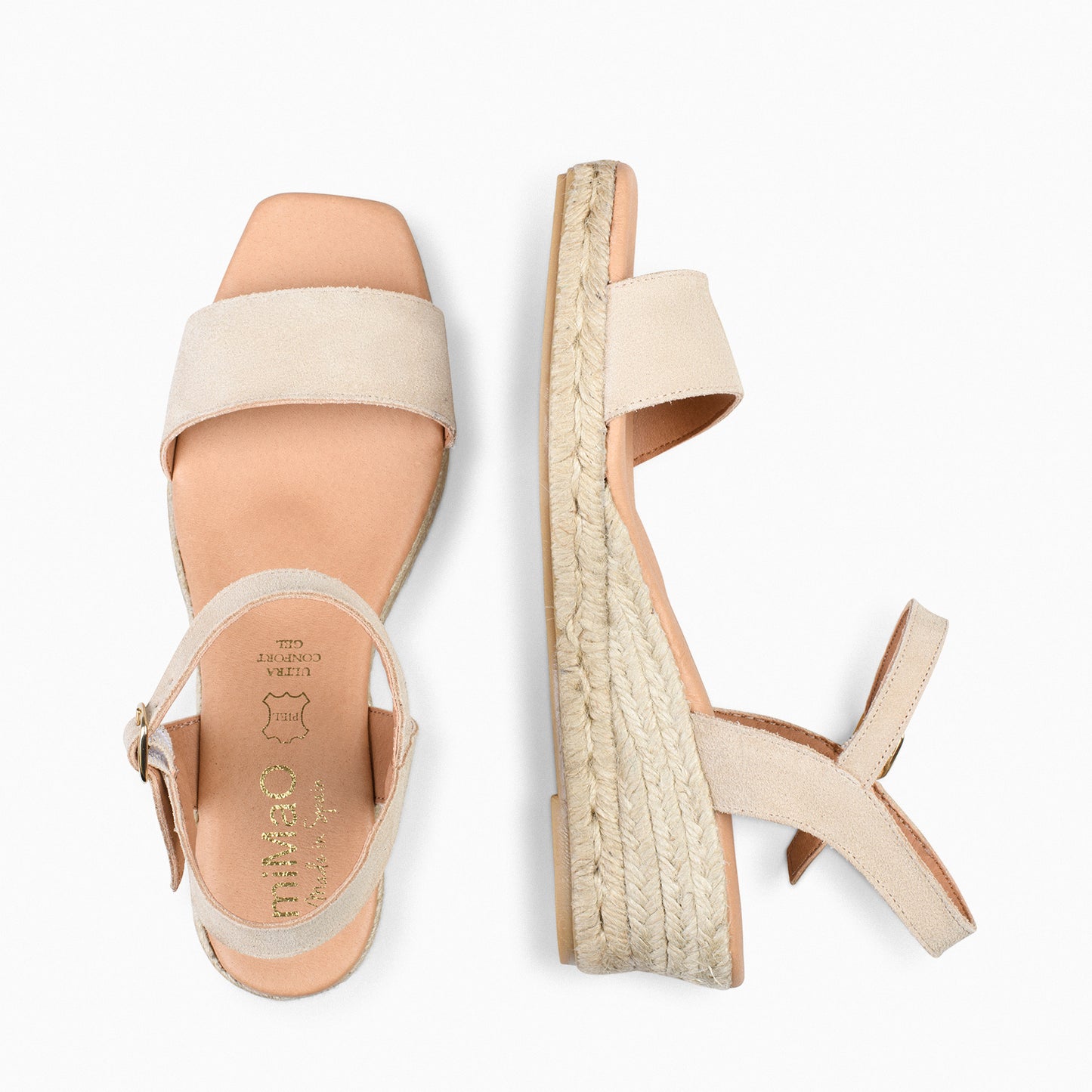 JEREZ – Sandalias de esparto y piel BEIGE