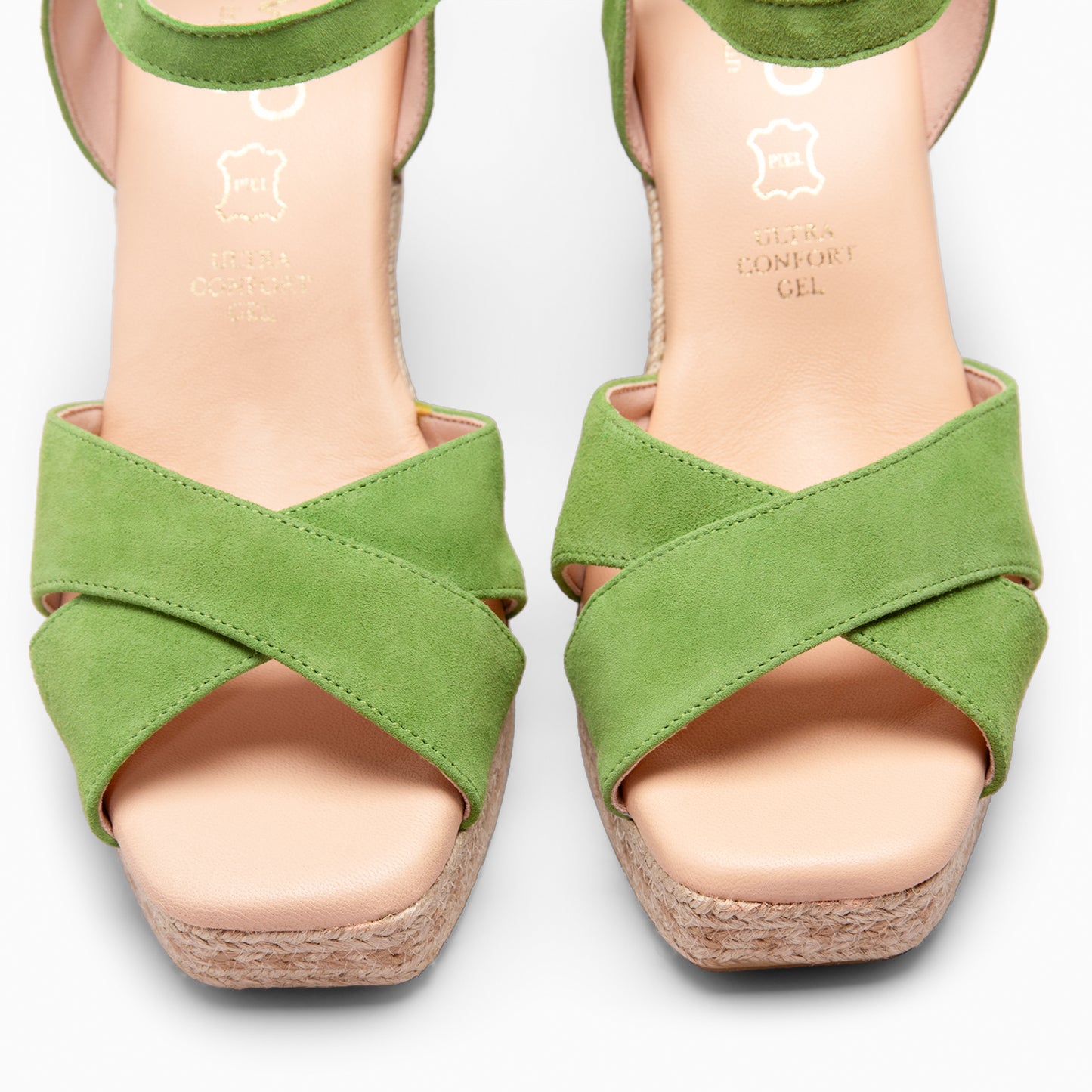 VERA - Cuña de esparto de ante PISTACHO