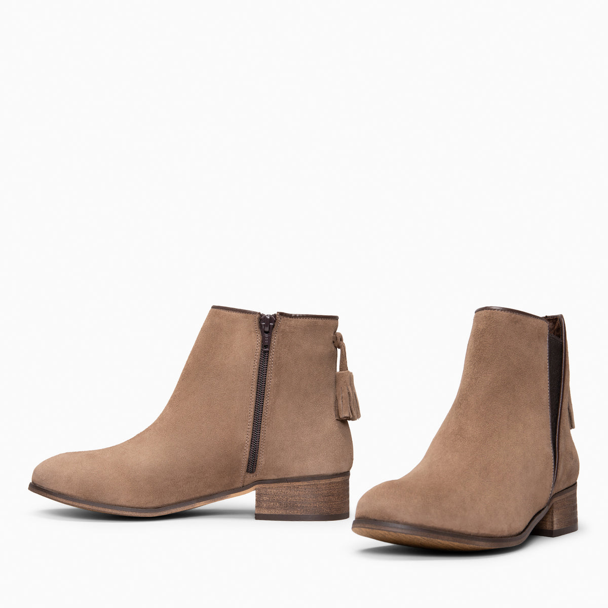 LEIRE - Botines Chelsea de serraje hidrófugo TAUPE