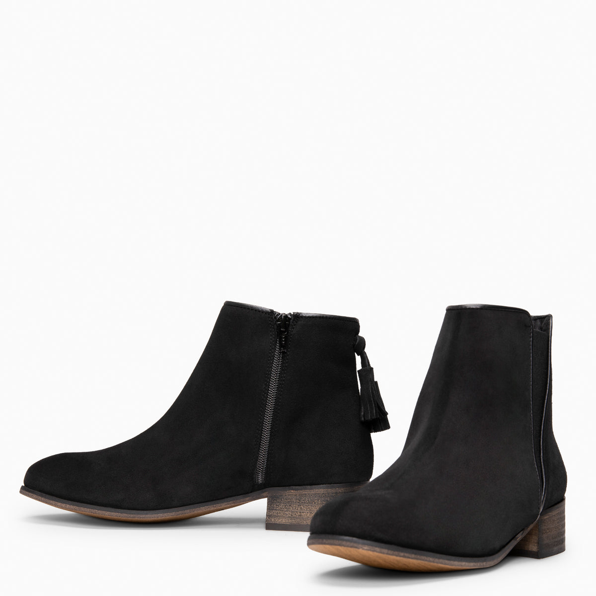 LEIRE - Botines Chelsea de serraje hidrófugo NEGRO
