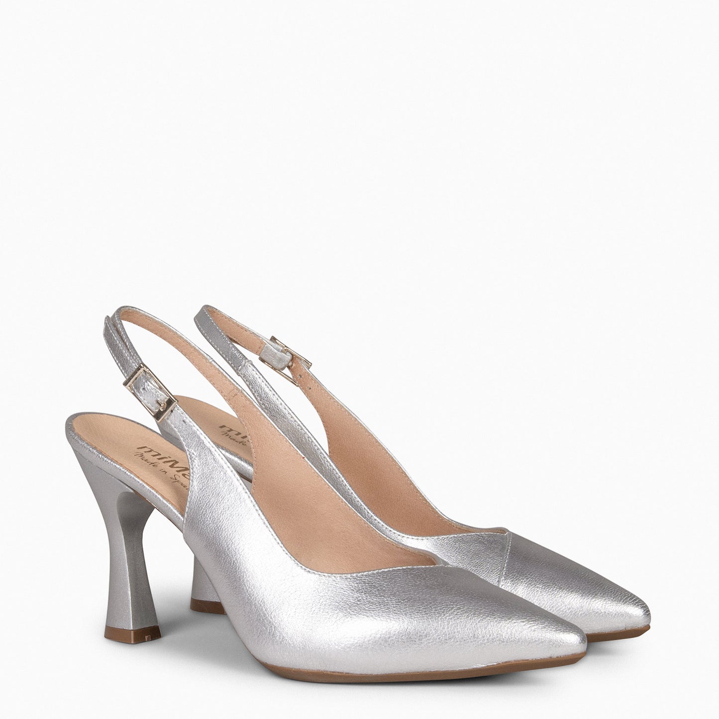 Slingback GLAM – salto slingback em napa PRATA