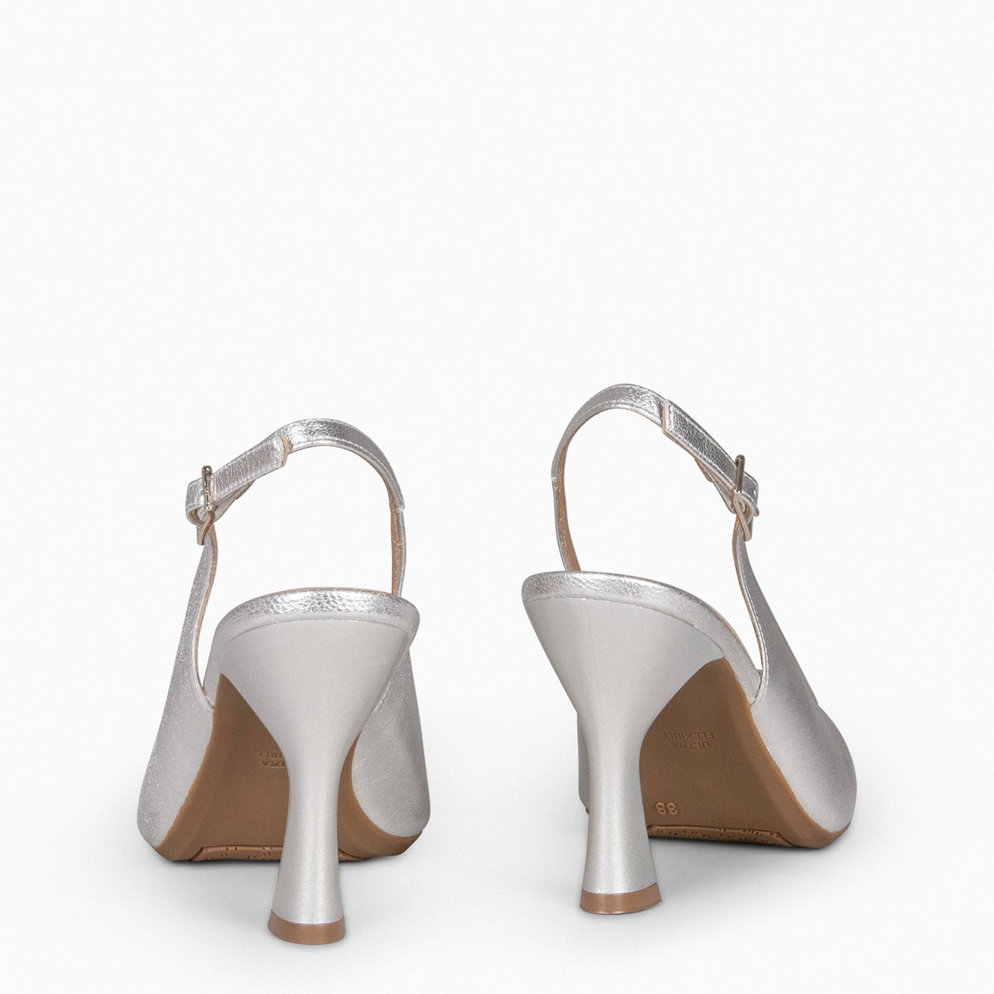 Slingback GLAM – salto slingback em napa PRATA