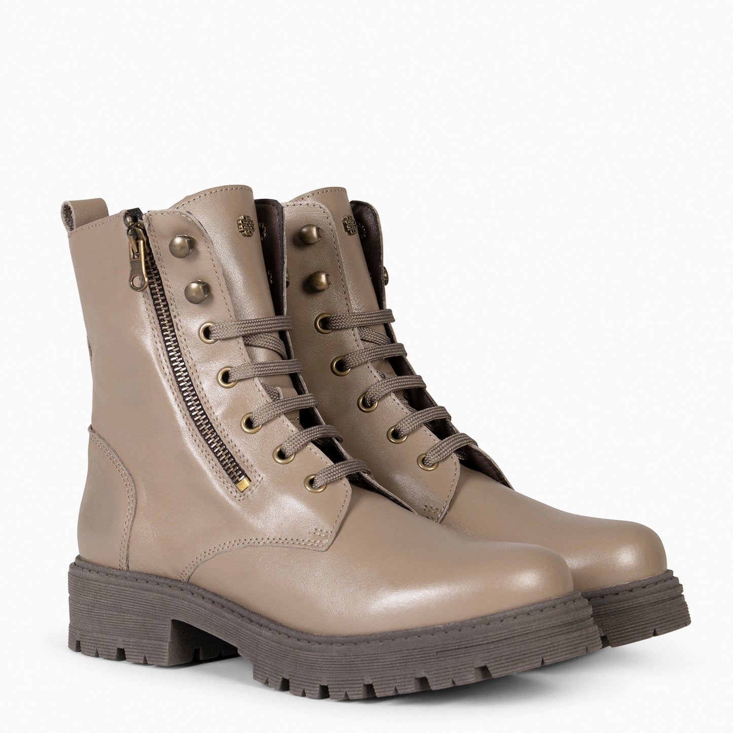 MILITAIRE – TAUPE Bottines militaires pour femmes