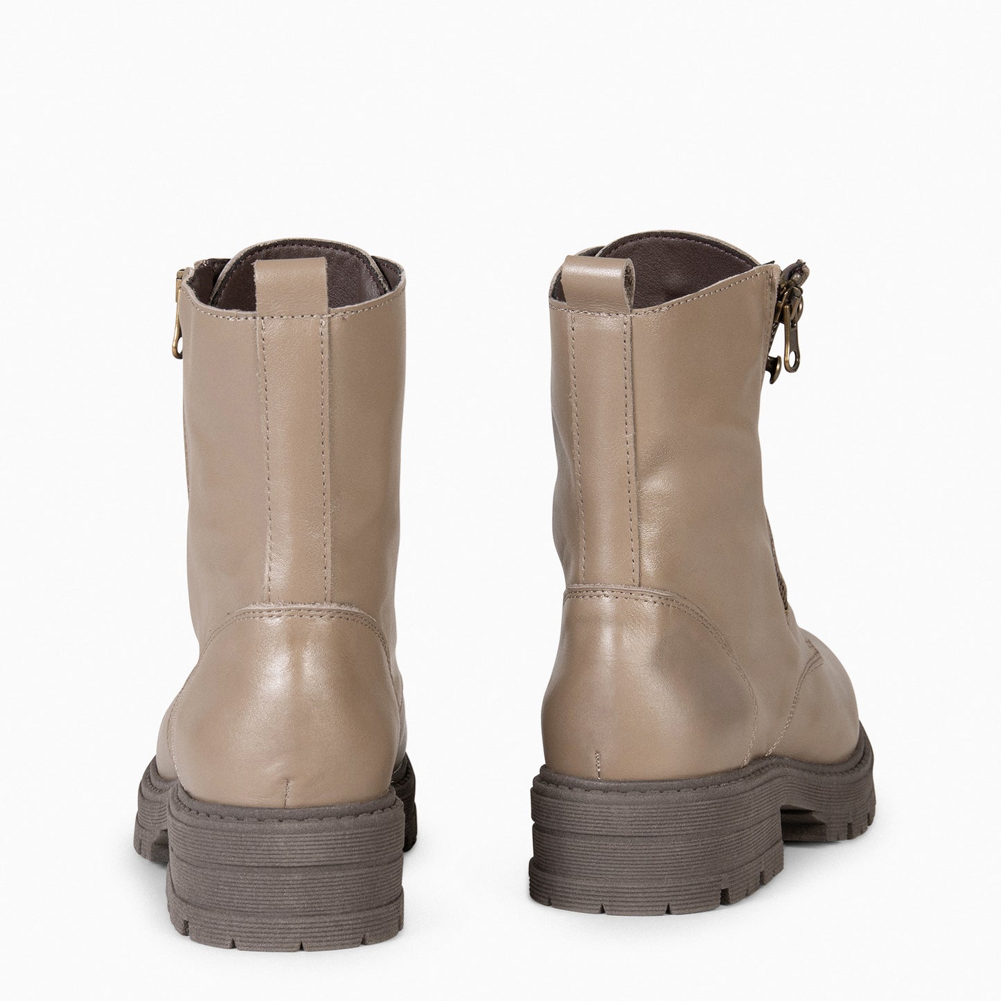 MILITAIRE – TAUPE Bottines militaires pour femmes