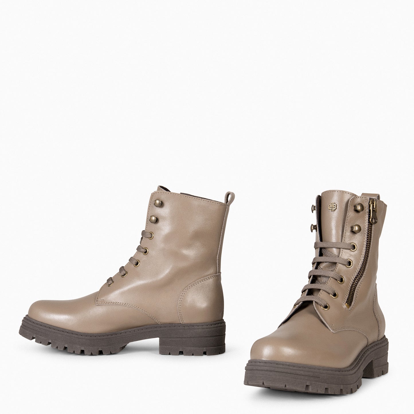 MILITAIRE – TAUPE Bottines militaires pour femmes