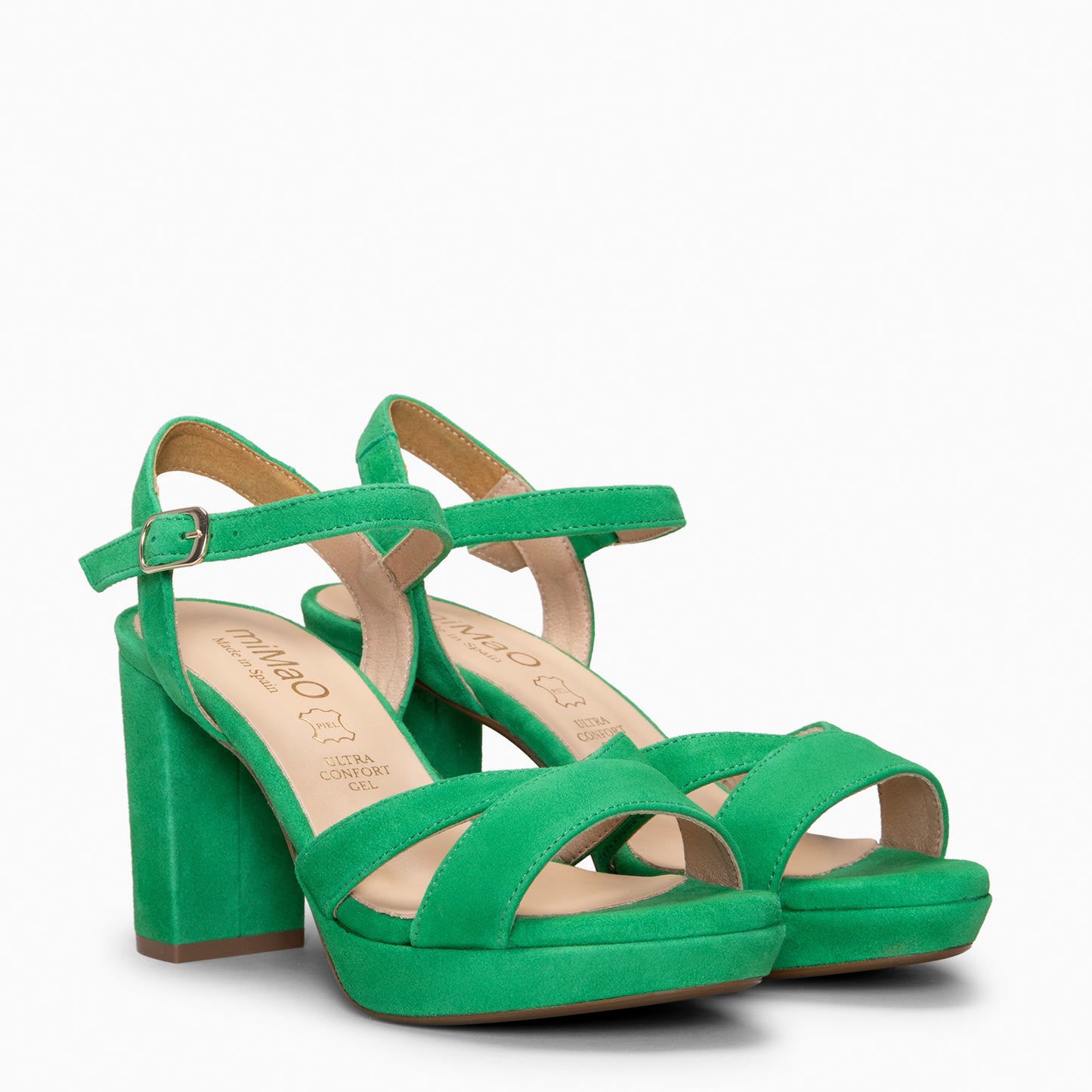 PARIS – Sandalias de fiesta con tacón alto y plataforma VERDE