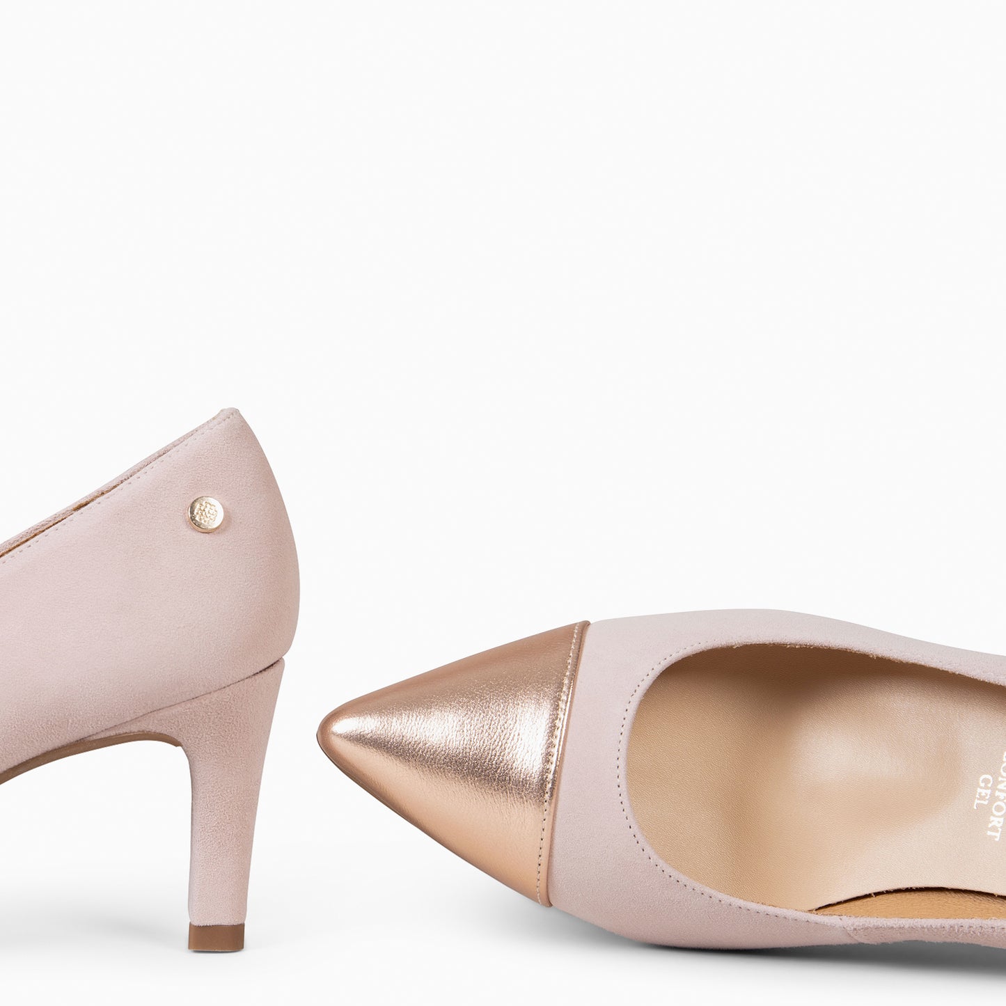 LILLY S - Zapato de tacón con puntera bicolor NUDE ORO