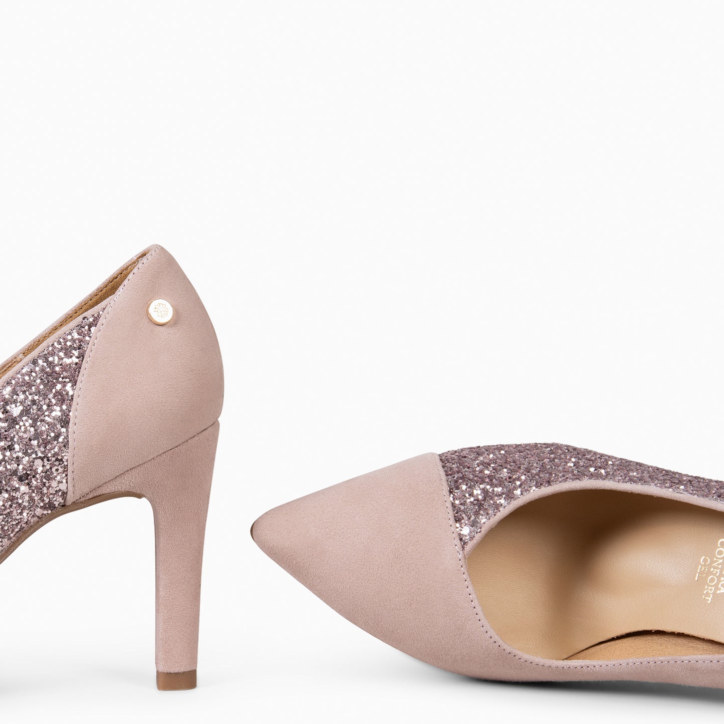 GLAM NIGHT– ZAPATOS ELEGANTES DE TACÓN ALTO CON GLITTER ROSA