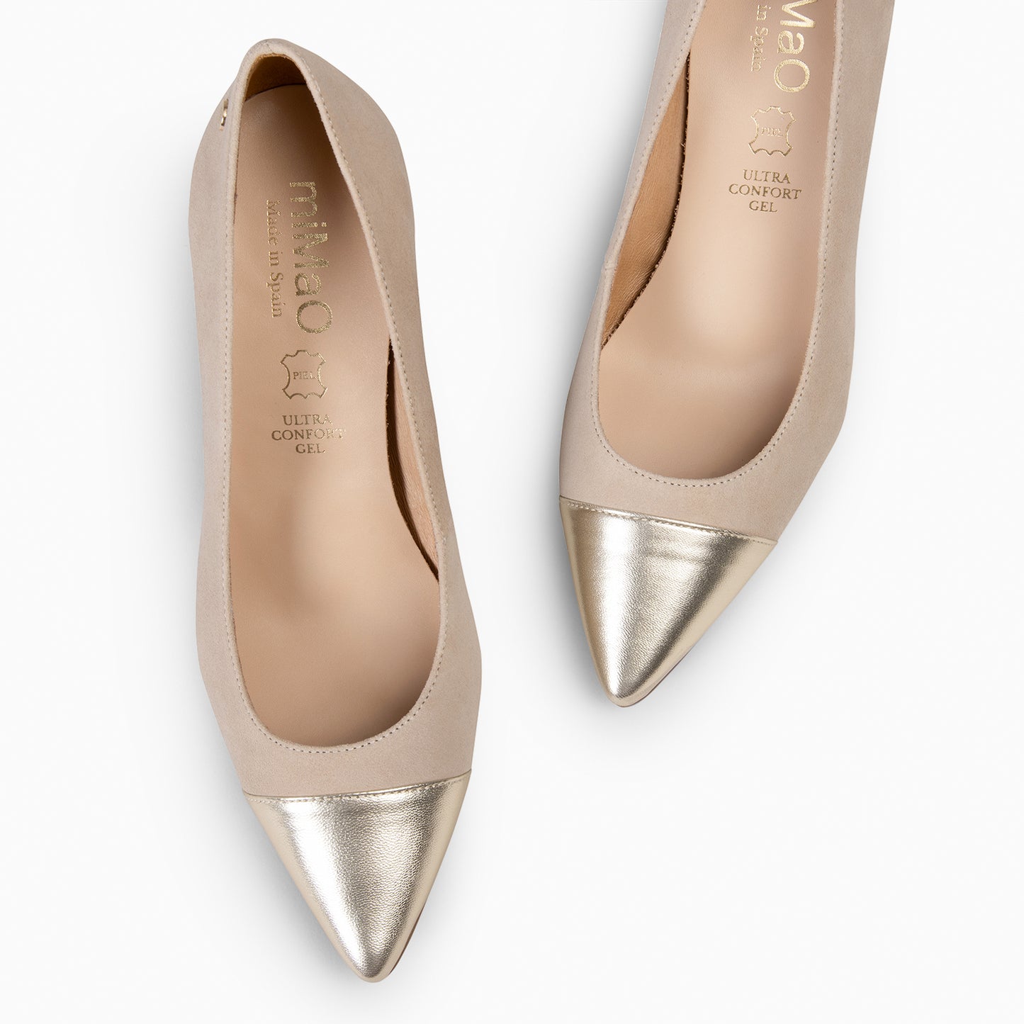 LILLY S - Zapato de tacón con puntera bicolor CAMEL ORO