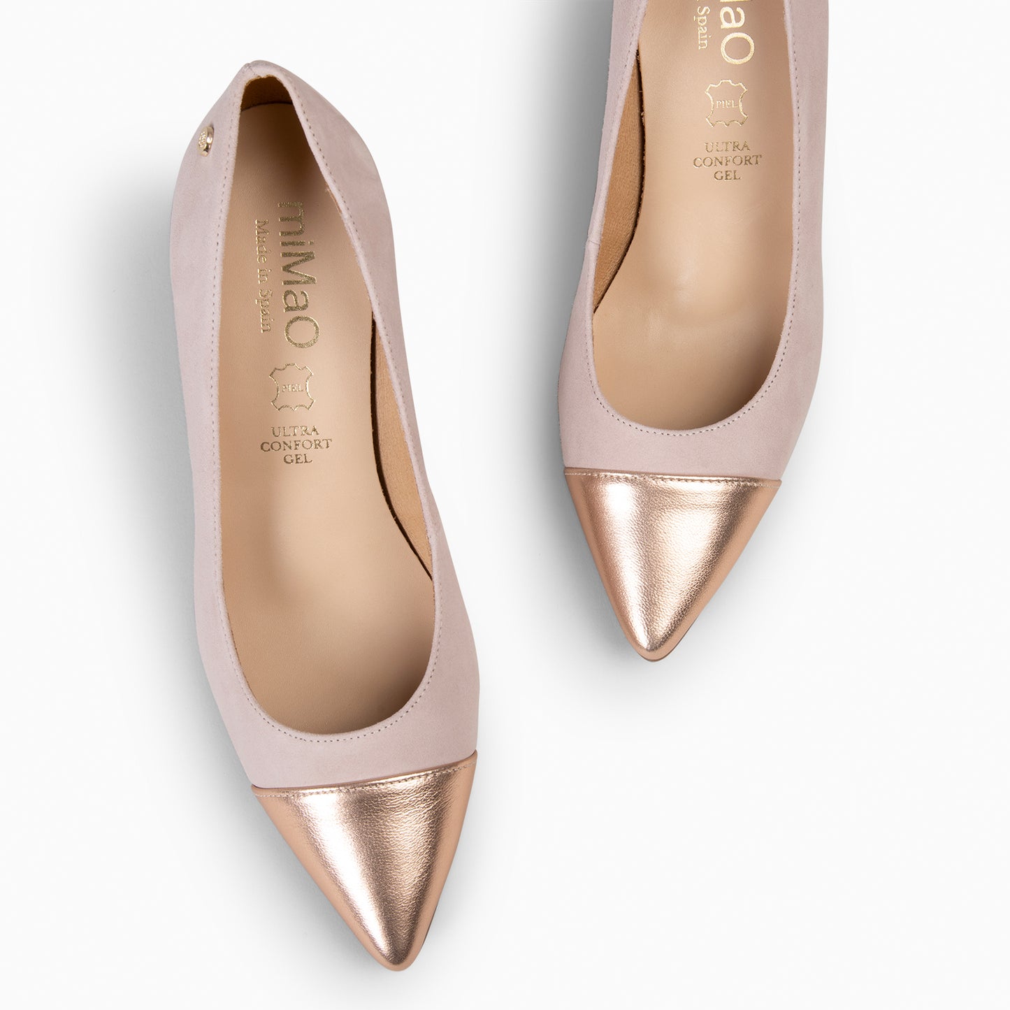 LILLY S - Zapato de tacón con puntera bicolor NUDE ORO