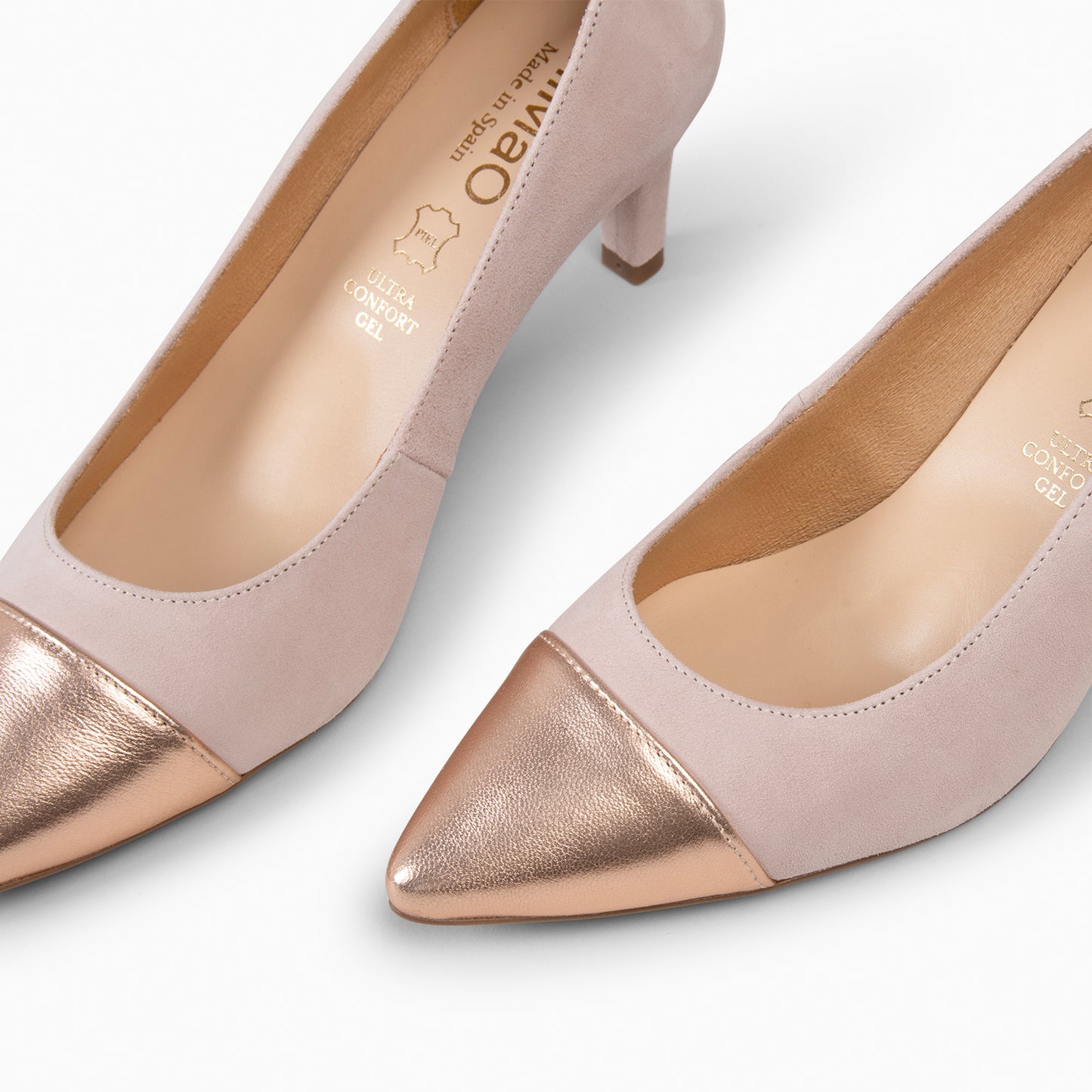 LILLY S - Zapato de tacón con puntera bicolor NUDE ORO