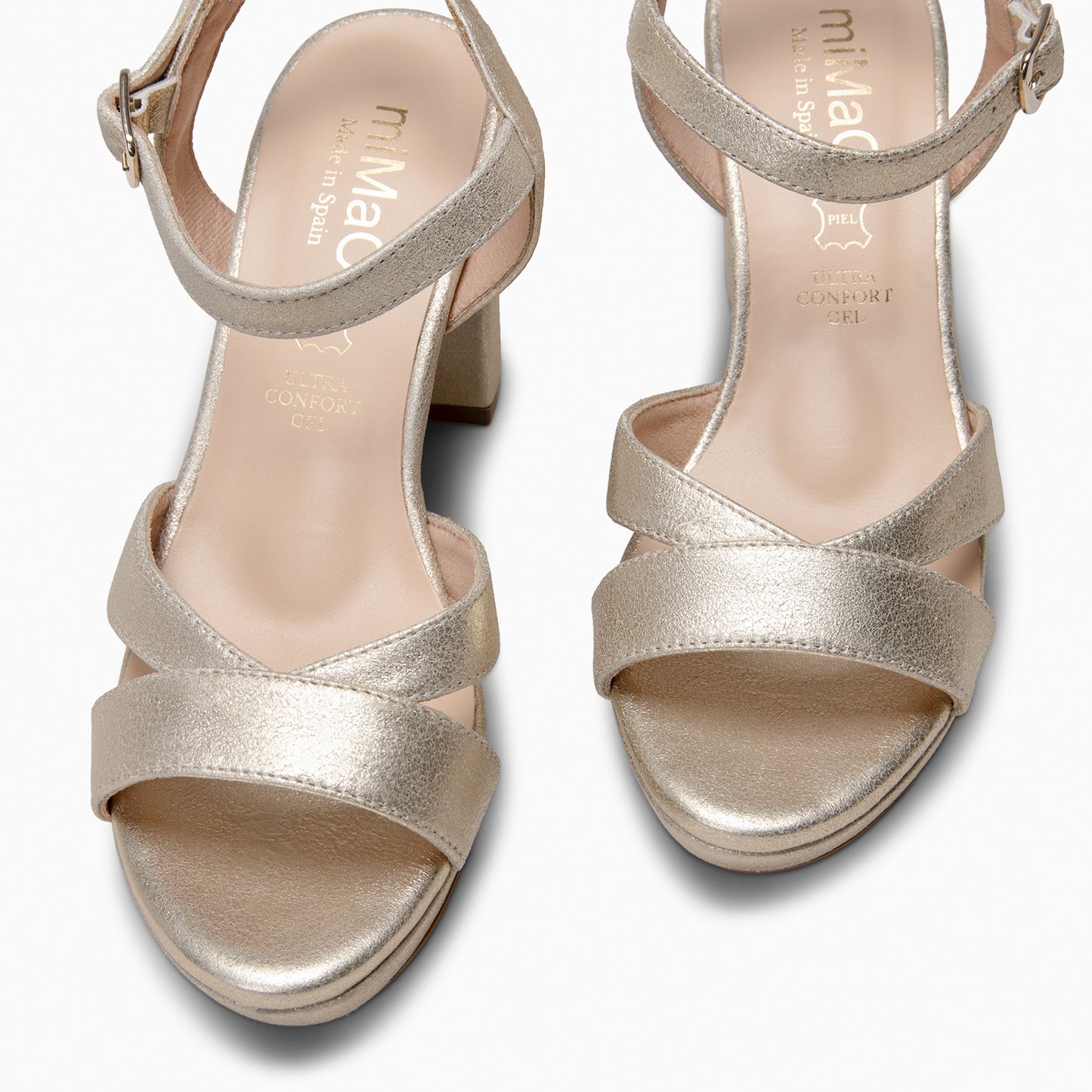 PARIS – Sandalias de fiesta con tacón alto y plataforma PLATINO