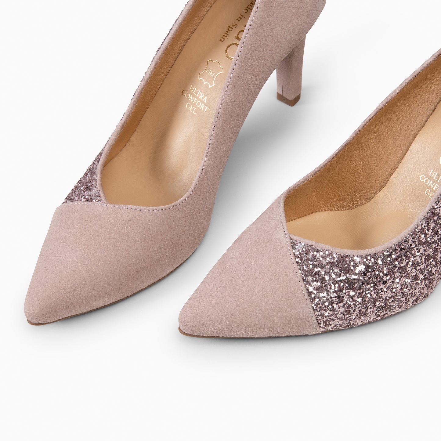 GLAM NIGHT– ZAPATOS ELEGANTES DE TACÓN ALTO CON GLITTER ROSA