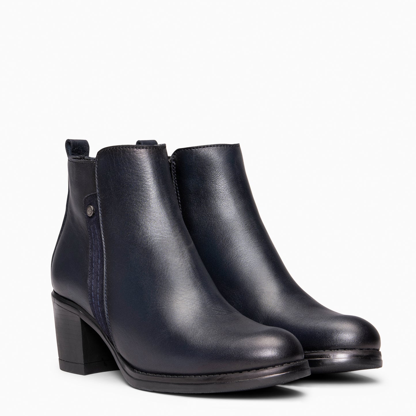 MONTSE  – Botin de tacón ancho de piel MARINO