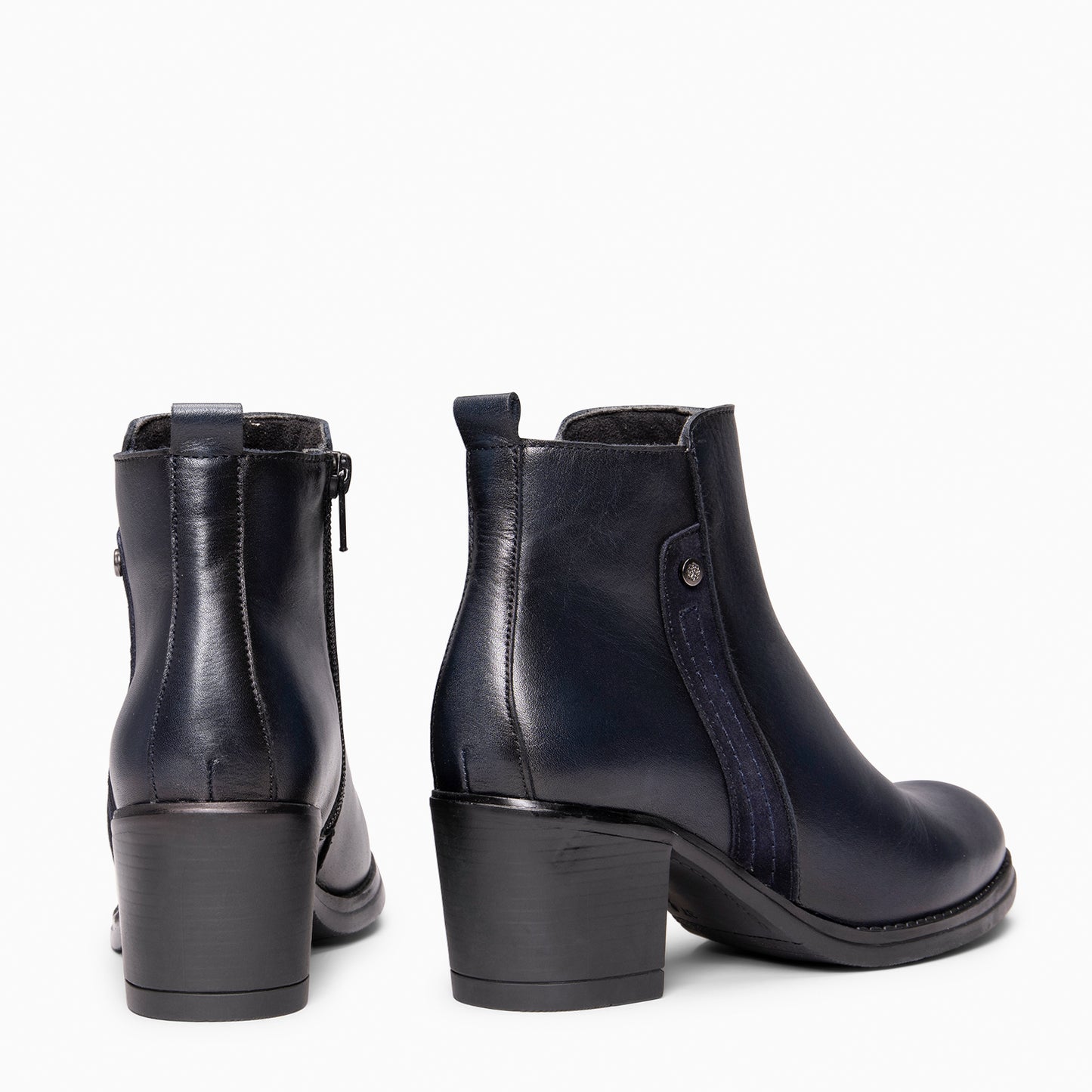 MONTSE  – Botin de tacón ancho de piel MARINO