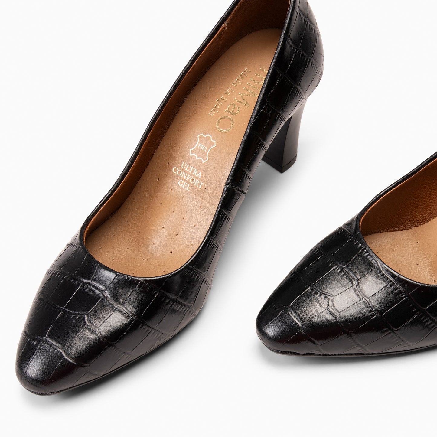 SABELA COCO – Zapato de tacón medio en piel NEGRO