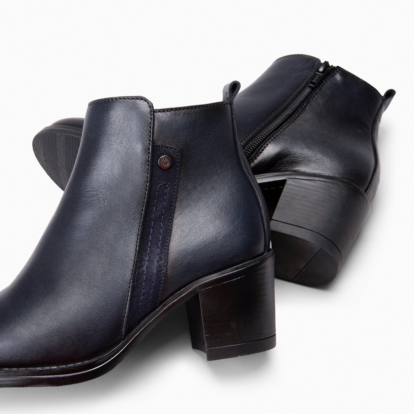 MONTSE  – Botin de tacón ancho de piel MARINO