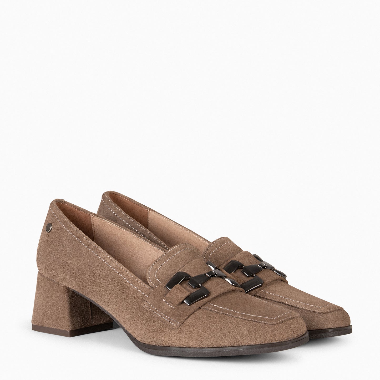 CAMILA – Mocasines de tacón ancho TAUPE