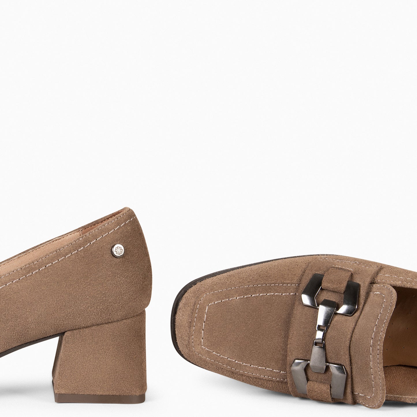 CAMILA – Mocasines de tacón ancho TAUPE