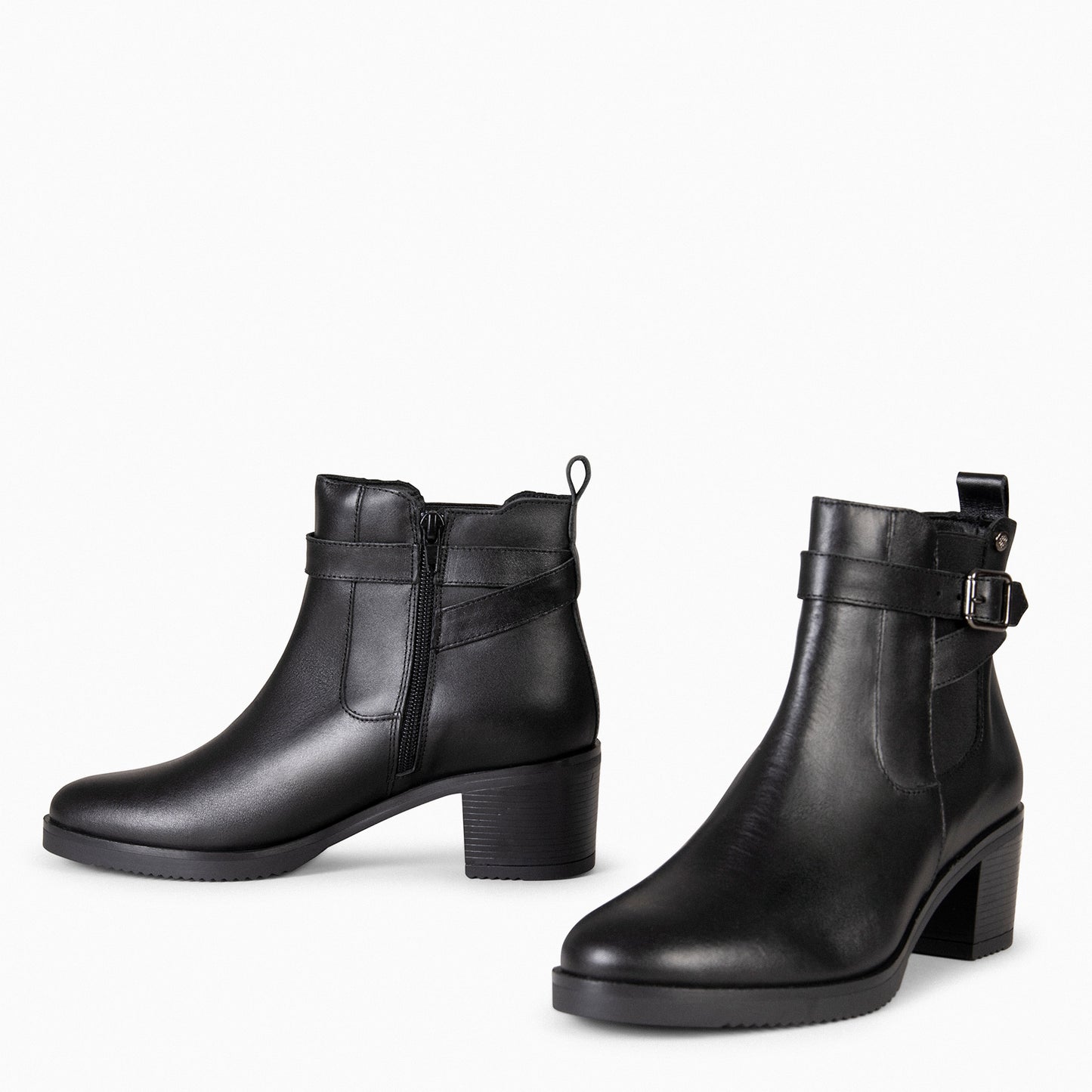 LEMMY - Bottines en cuir nappa pour femme NOIR