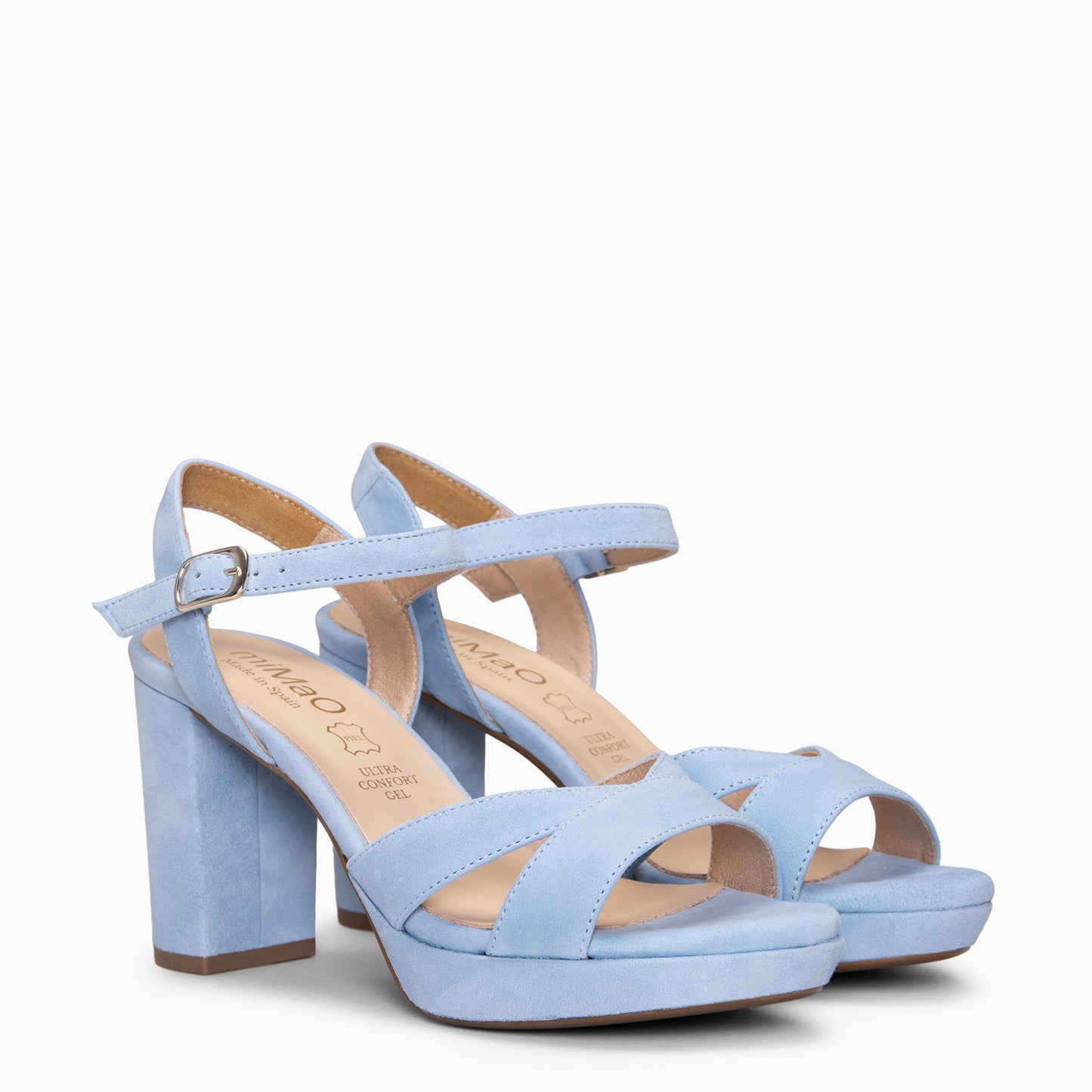 PARIS – Sandalias de fiesta con tacón alto y plataforma AZUL CLARO