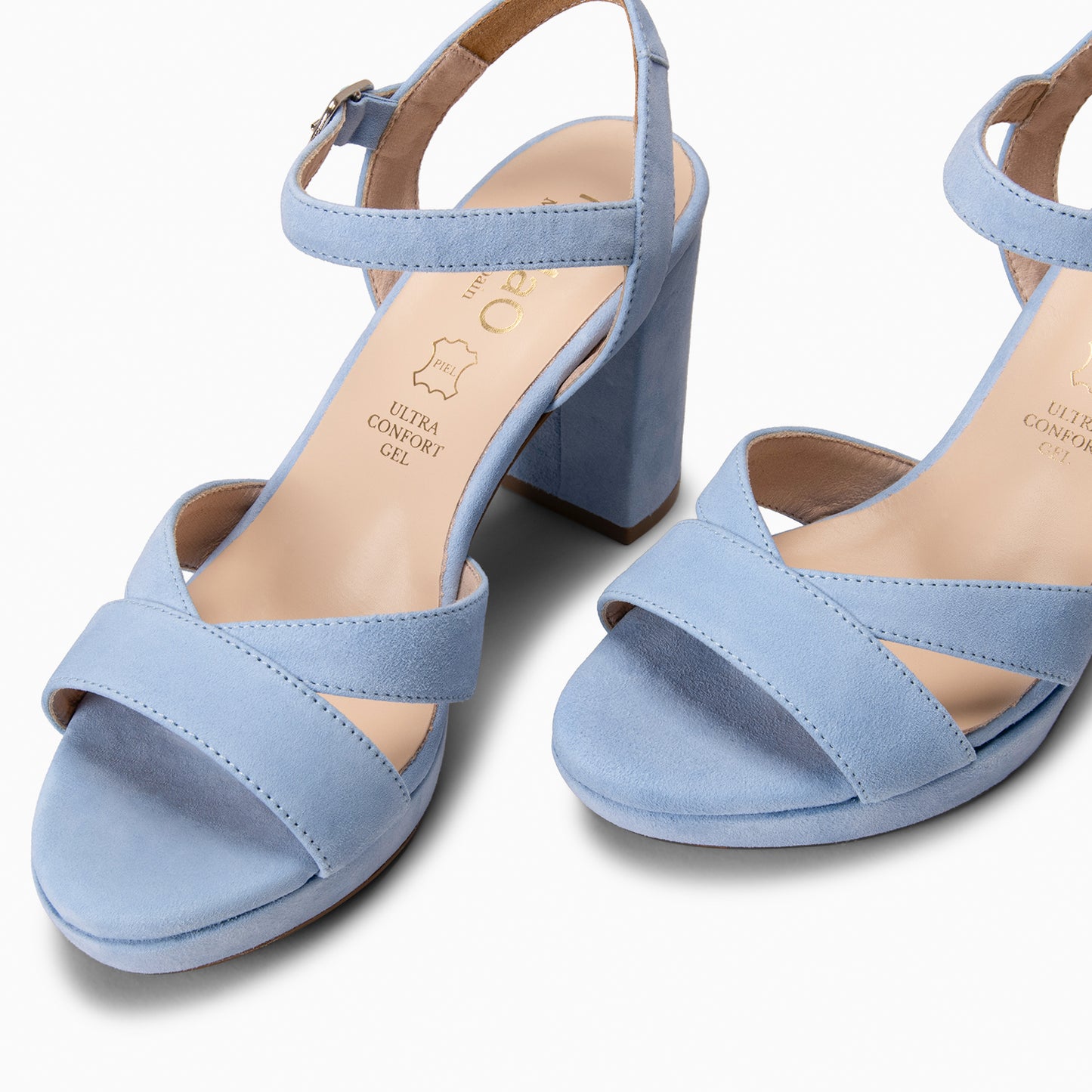 PARIS – Sandalias de fiesta con tacón alto y plataforma AZUL CLARO