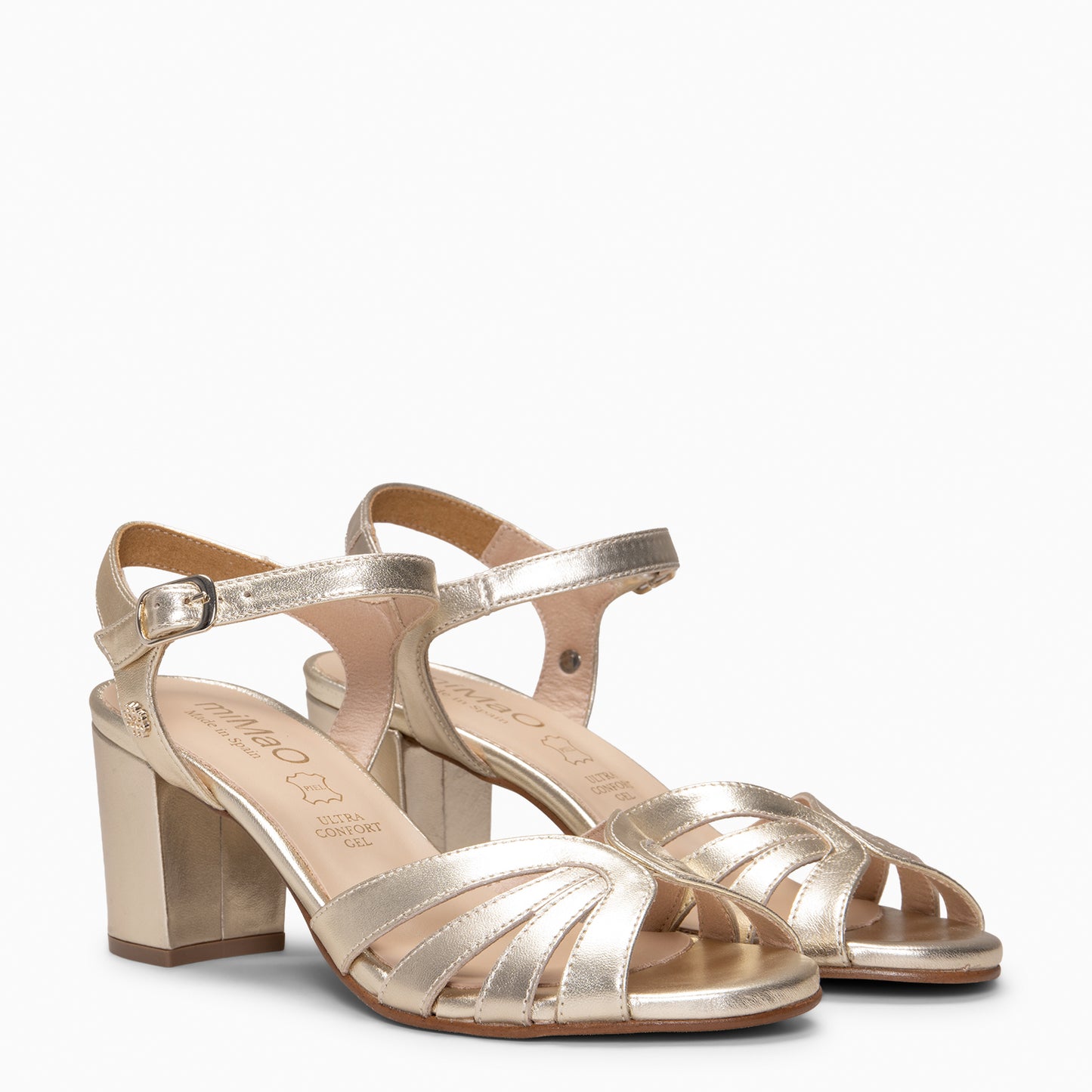 MUSA – Sandalias de Tacón ancho PLATINO