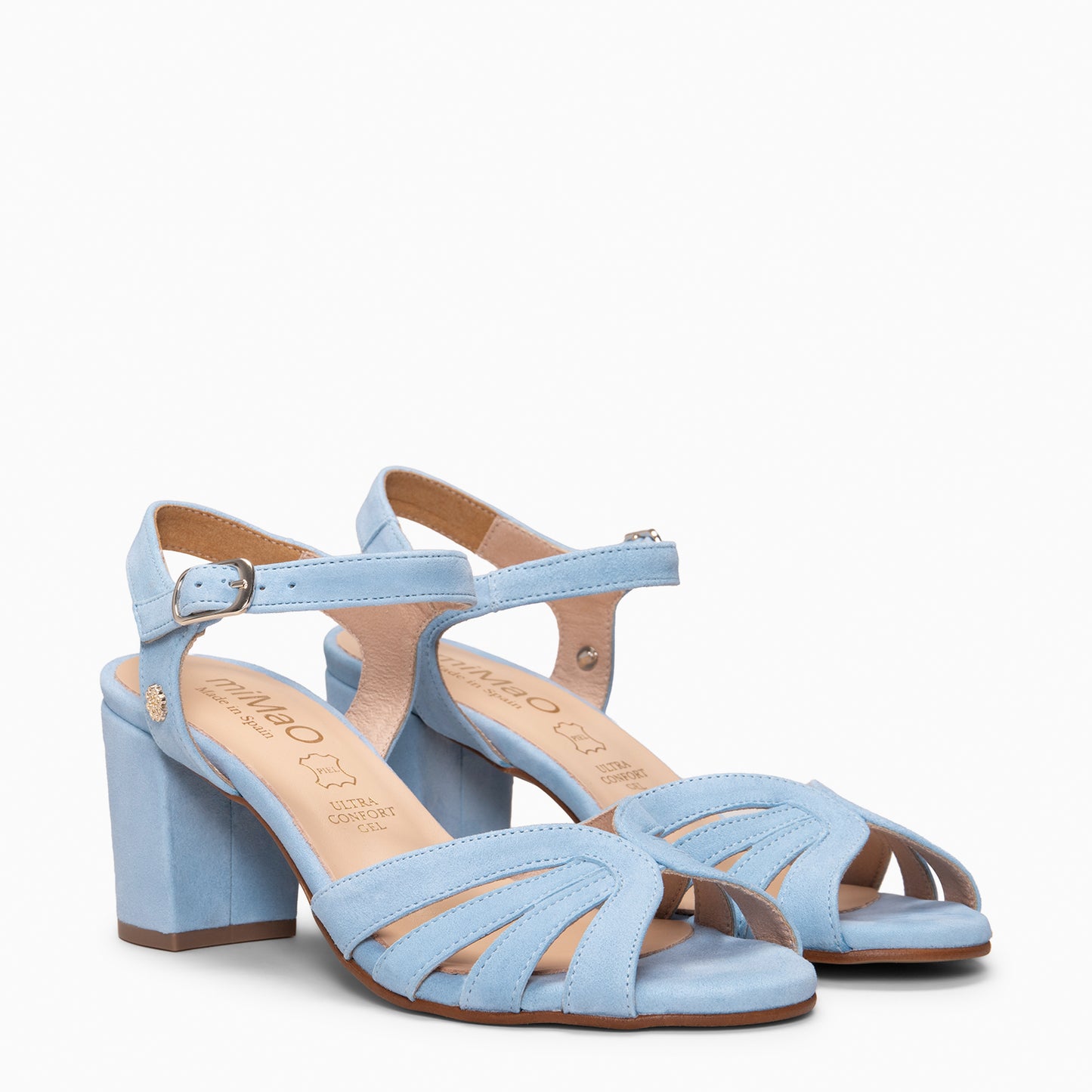 MUSA – Sandalias de Tacón ancho AZUL CLARO