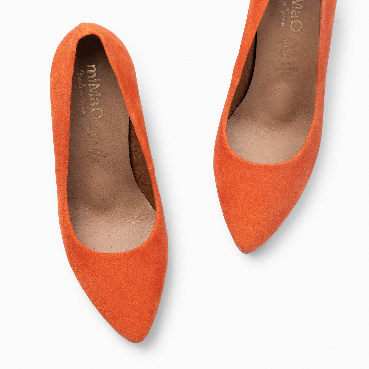 URBAN – Zapatos de tacón alto de ante NARANJA