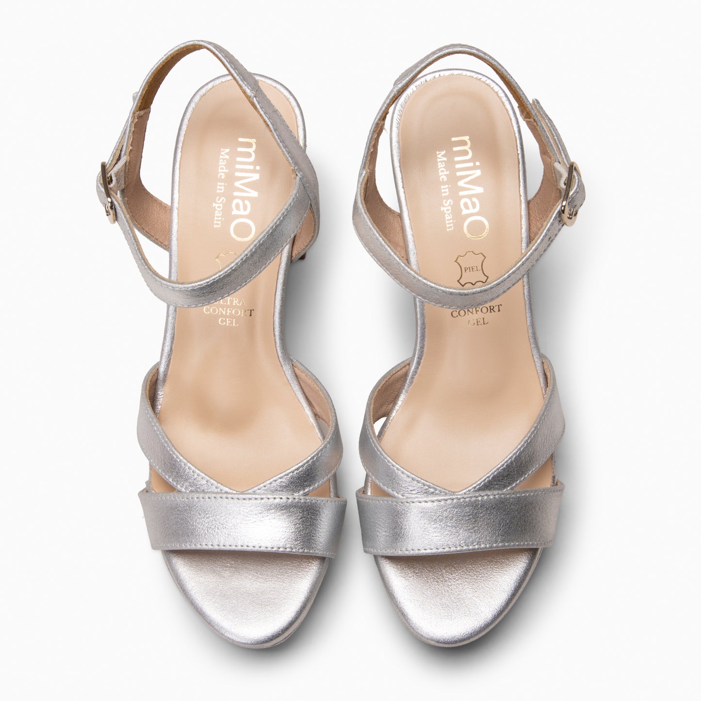 PARIS – Sandalias de fiesta con tacón alto y plataforma PLATA