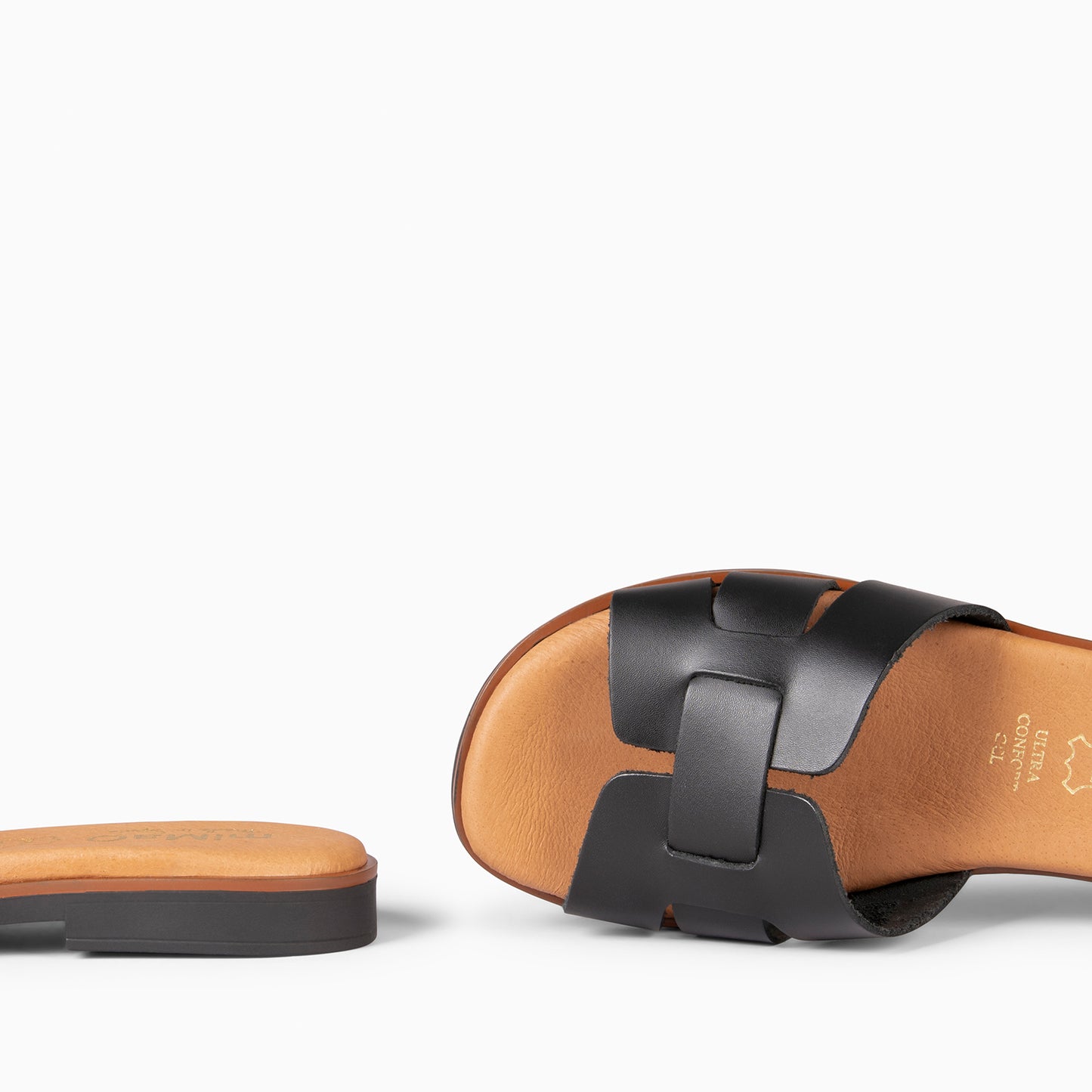 SIWA - Sandalia de piel NEGRO