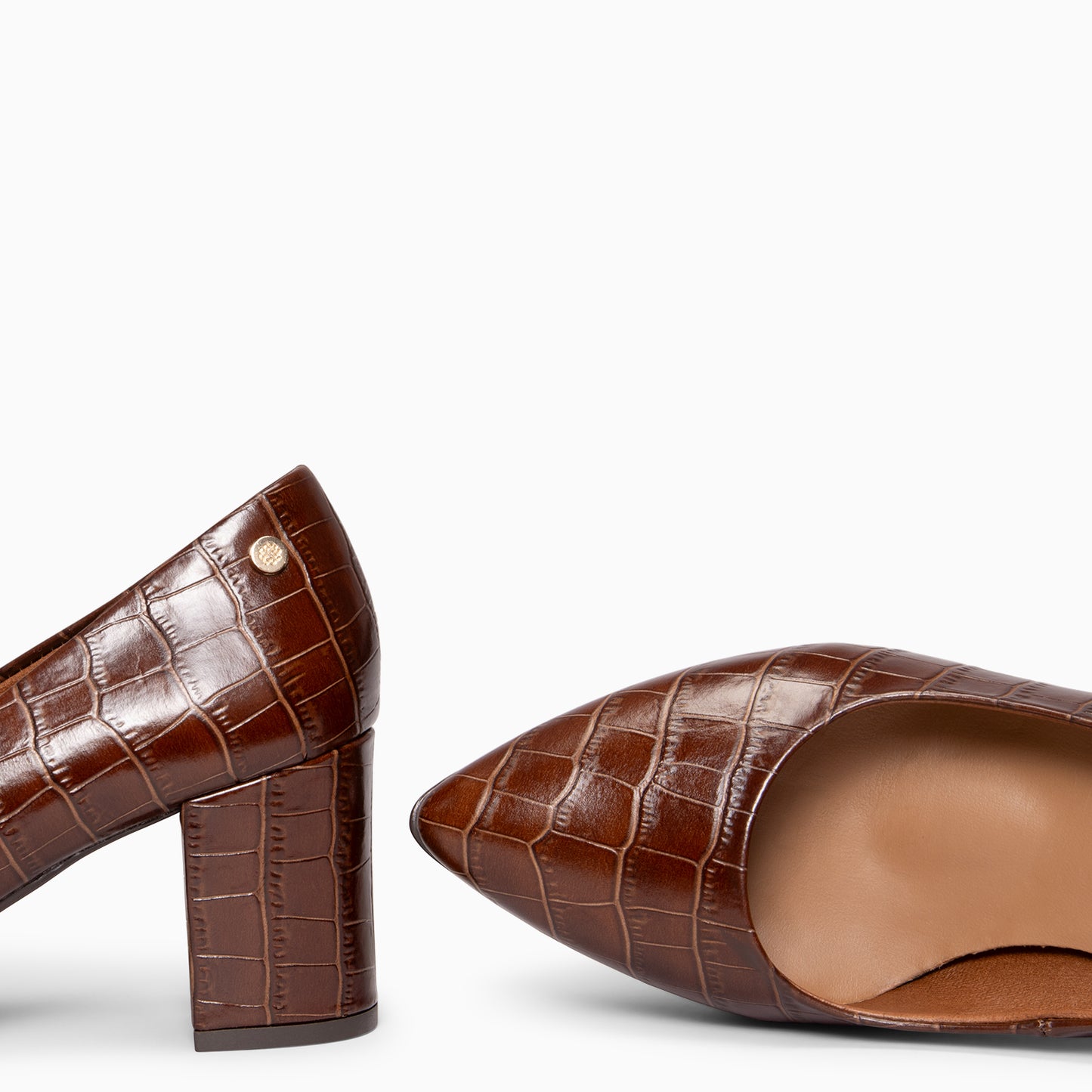 URBAN SAUVAGE - Zapatos de tacón alto con textura napa grabada en coco MARRON