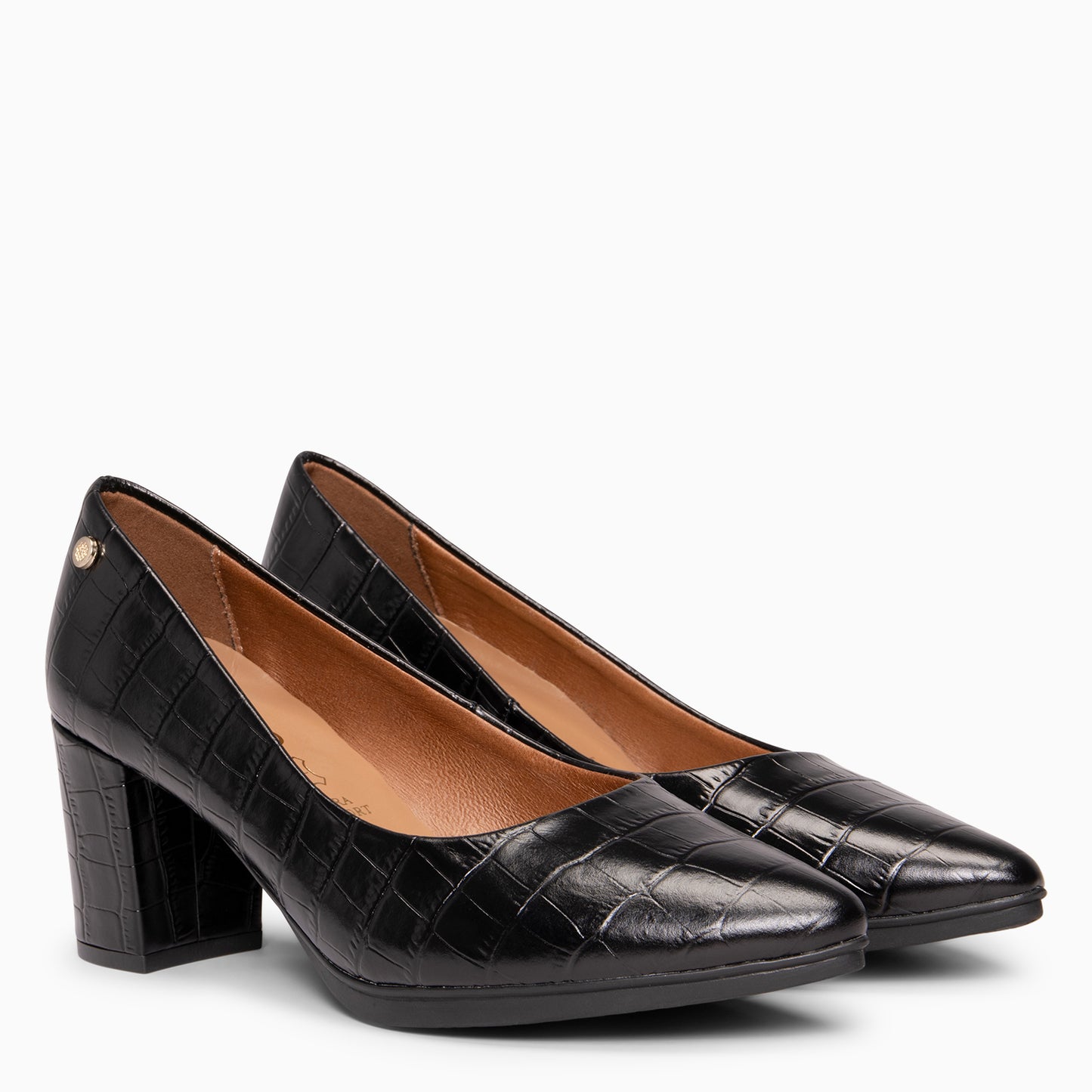 URBAN SAUVAGE - Zapatos de tacón alto con textura napa grabada en coco NEGRO