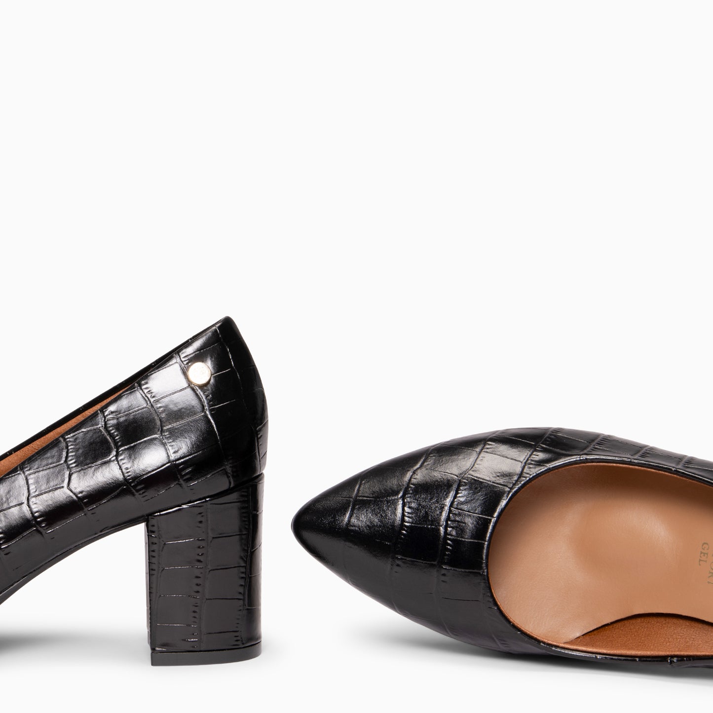 URBAN SAUVAGE - Zapatos de tacón alto con textura napa grabada en coco NEGRO