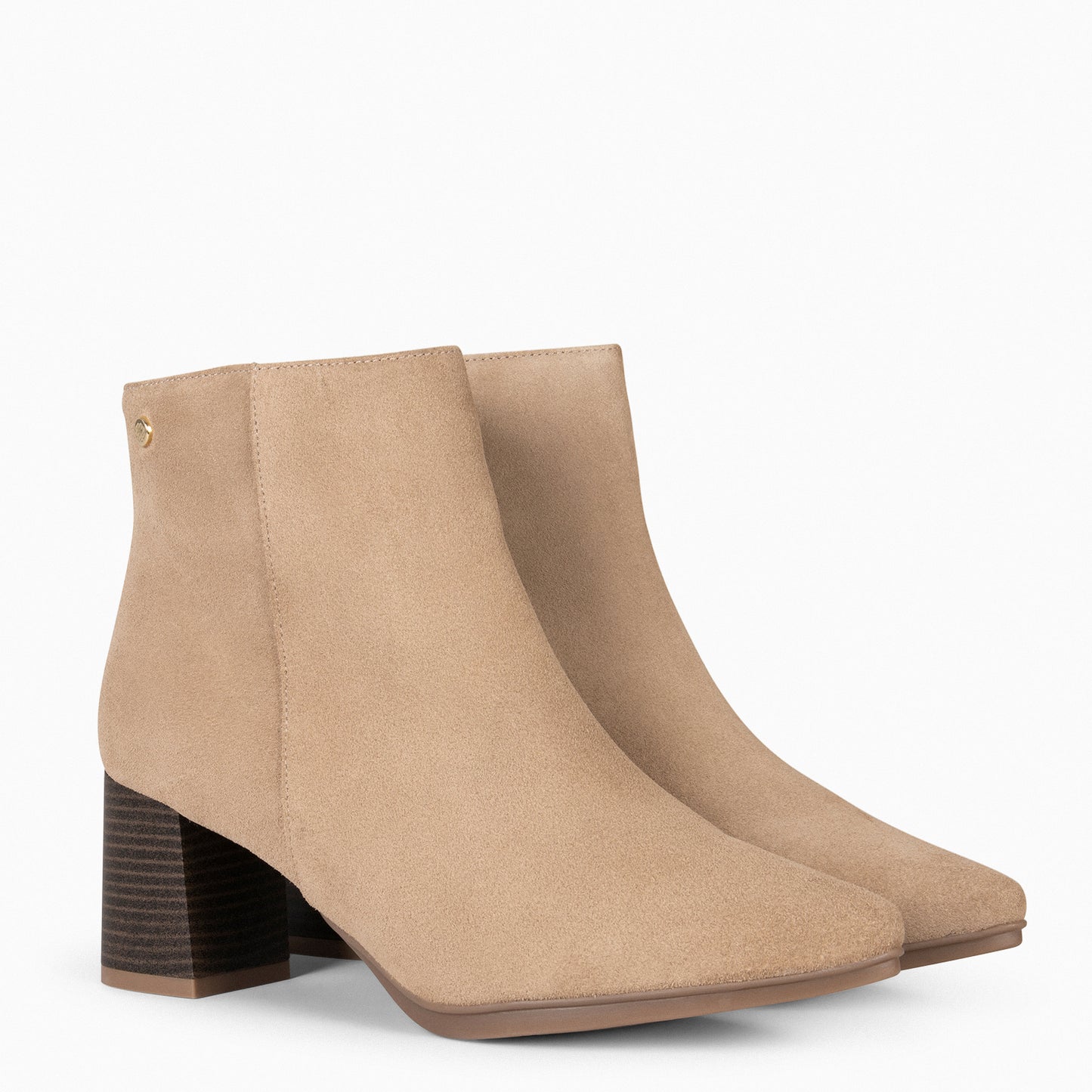 CITY - Botins TAUPE com salto largo e bico fino